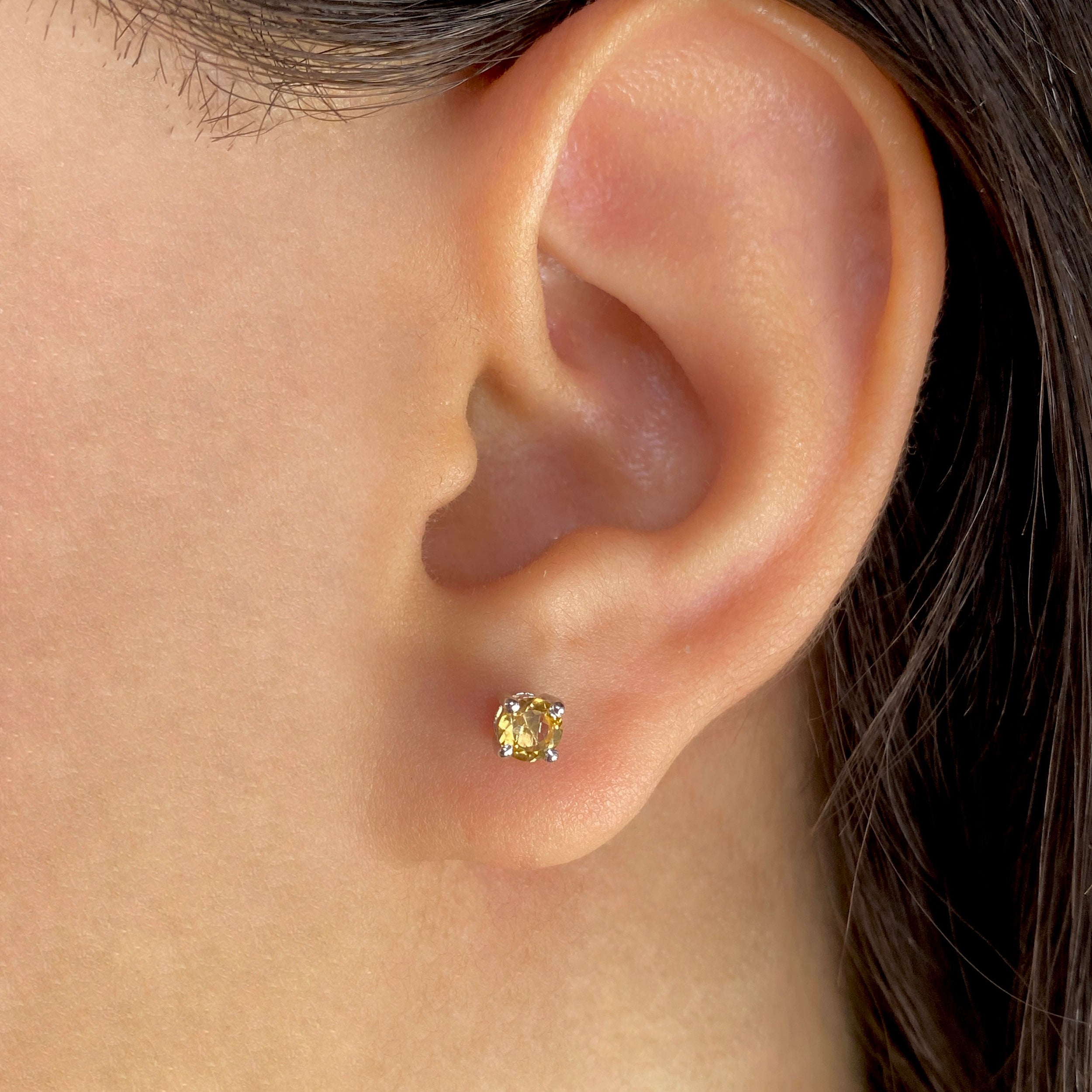 Citrine Stud Earring-(CIT-RDE-1023.)