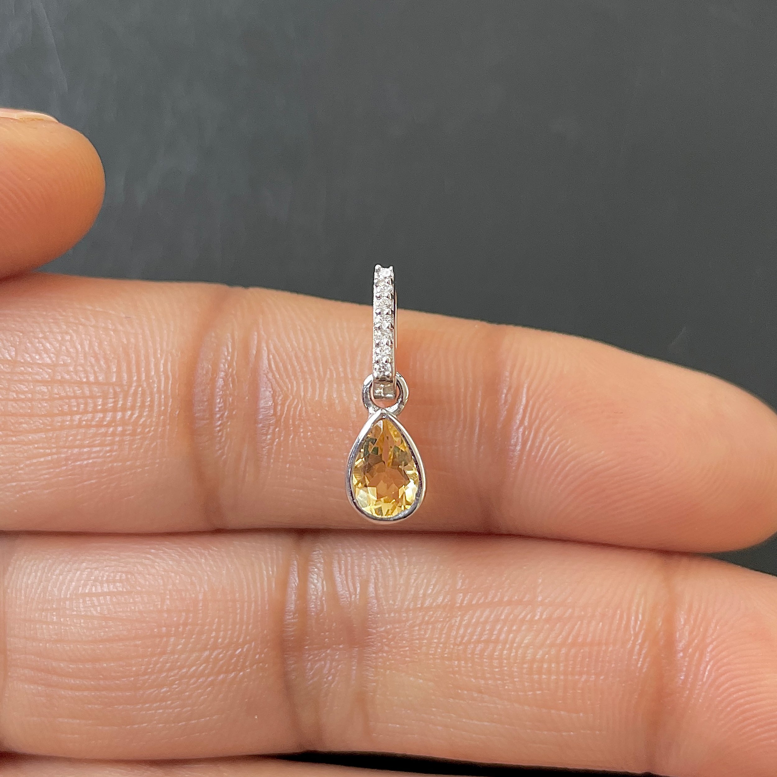 Citrine & White Topaz Pendant-(CIT-RDP-779.)