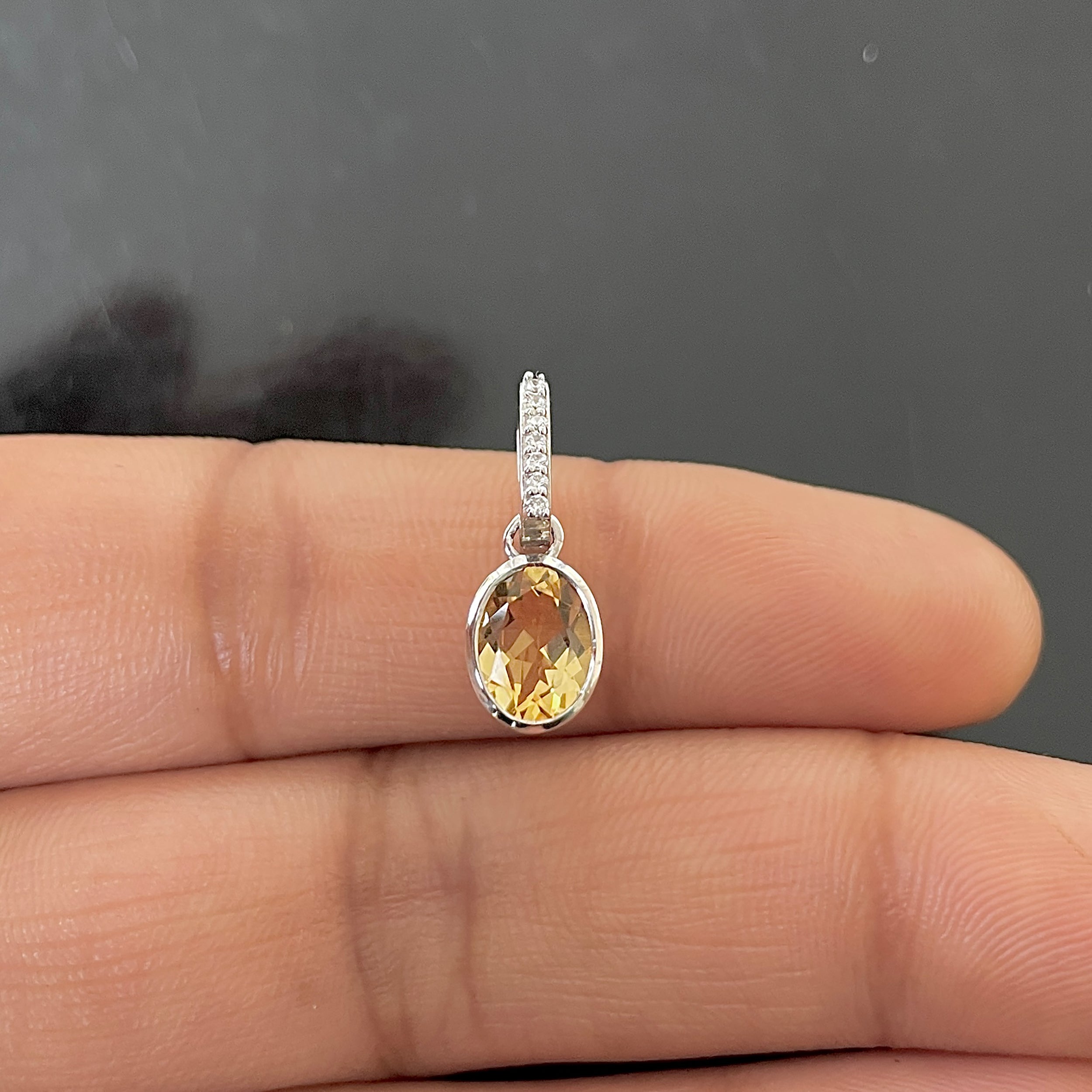 Citrine & White Topaz Pendant-(CIT-RDP-792.)