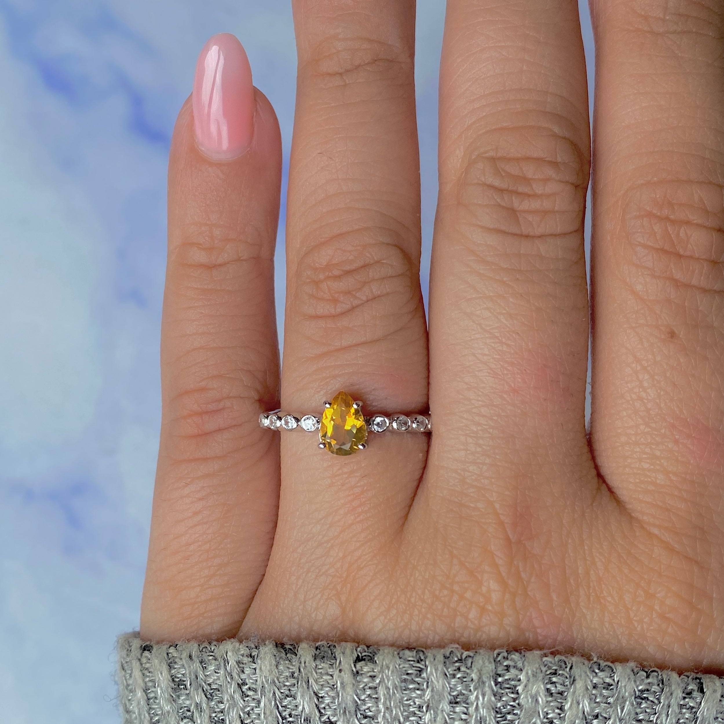 Citrine & White Topaz Ring-(CIT-RR-419D.)