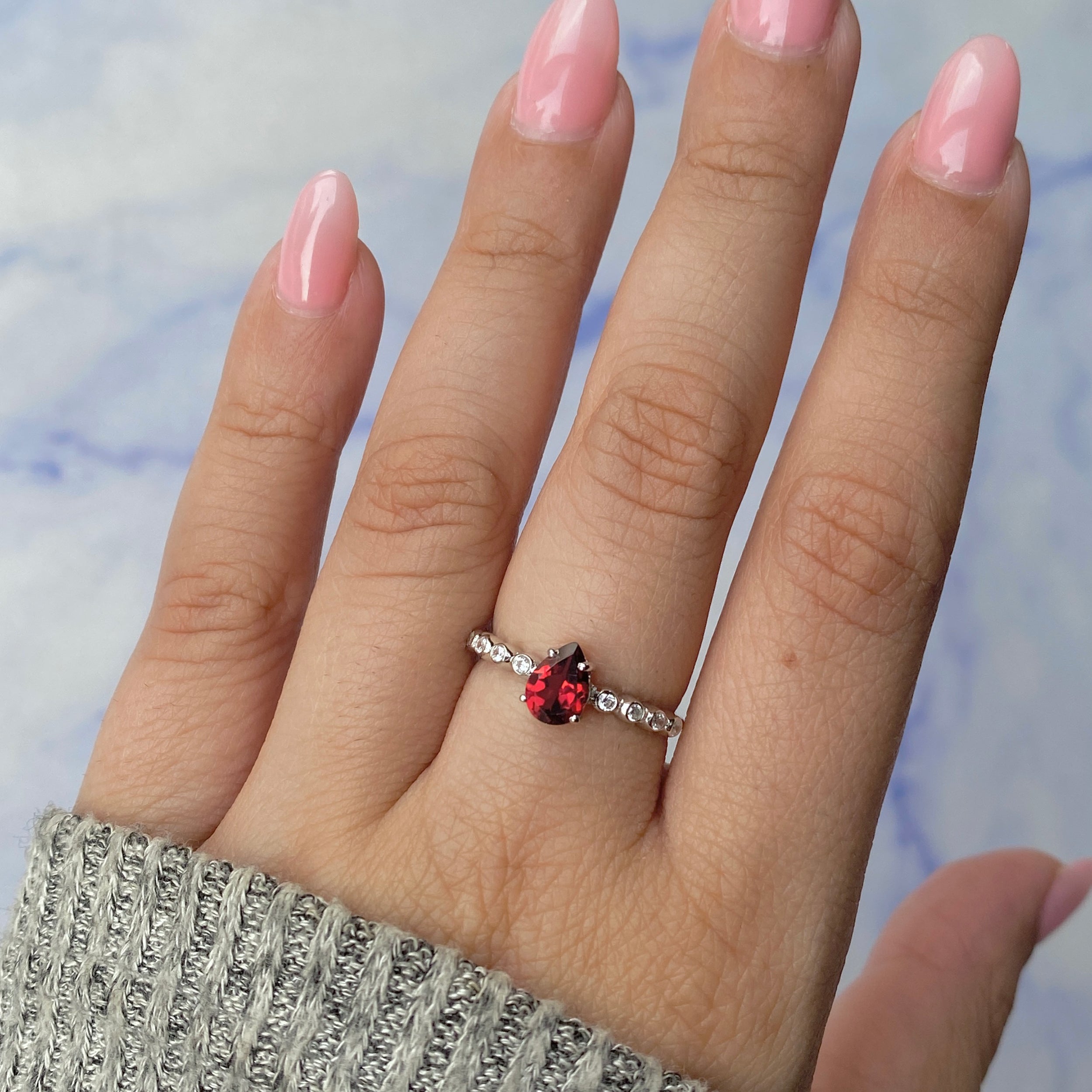 Garnet & White Topaz Ring-(GAR-RR-419D.)