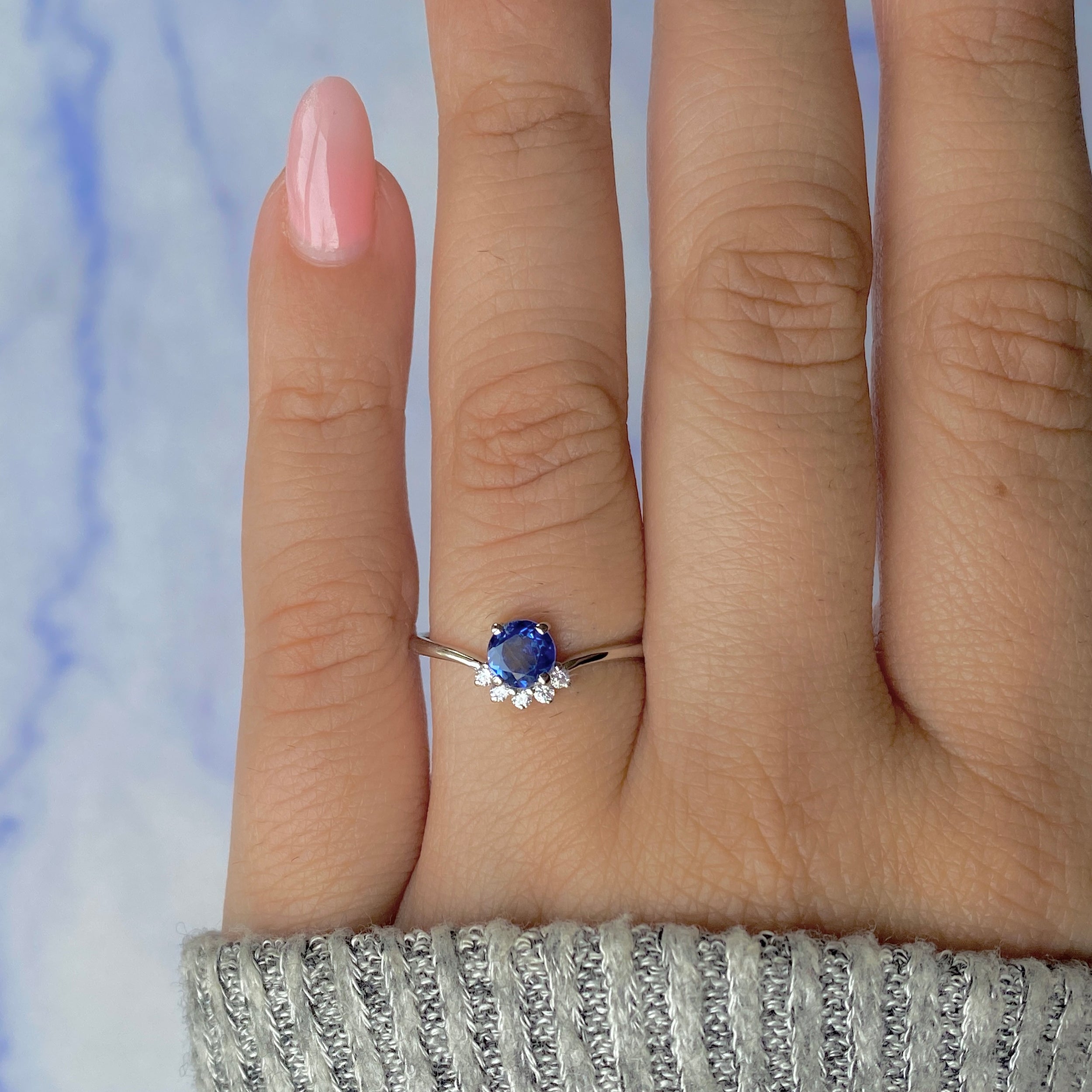 Kyanite & White Topaz Ring-(KYN-RDR-1942.)