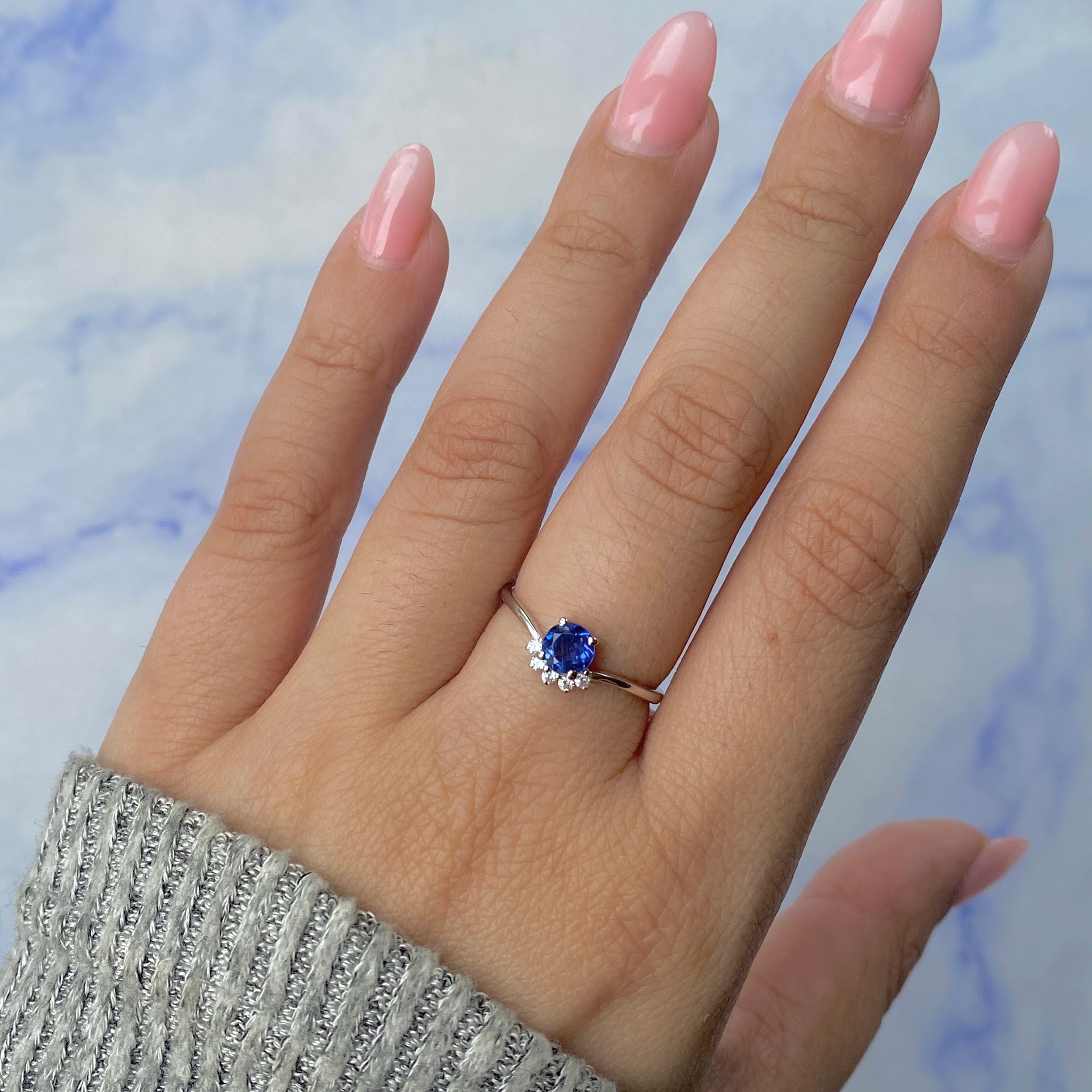 Kyanite & White Topaz Ring-(KYN-RDR-1942.)