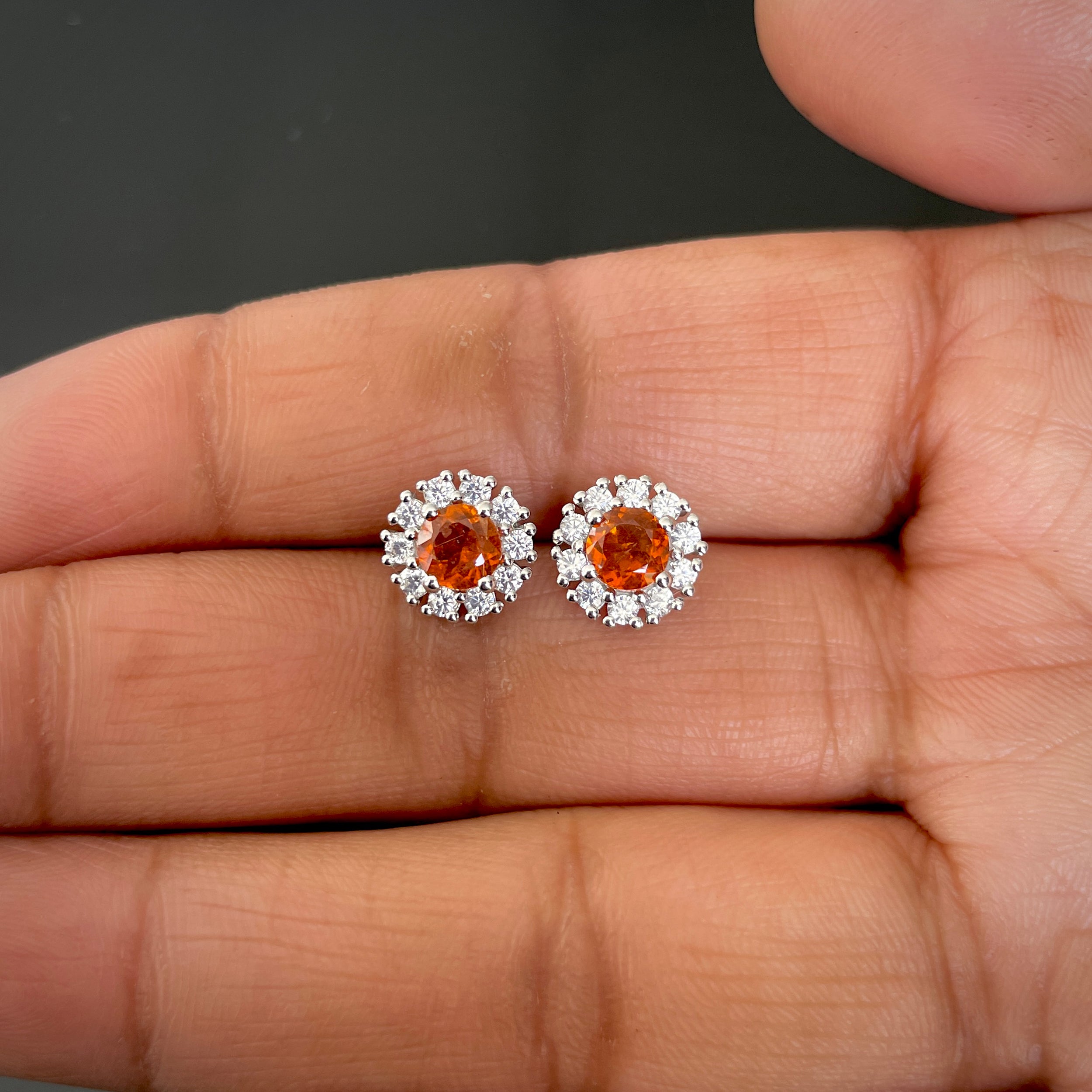 Kyanite (Orange) Stud Earring-(KYN-RDE-1268-O.)