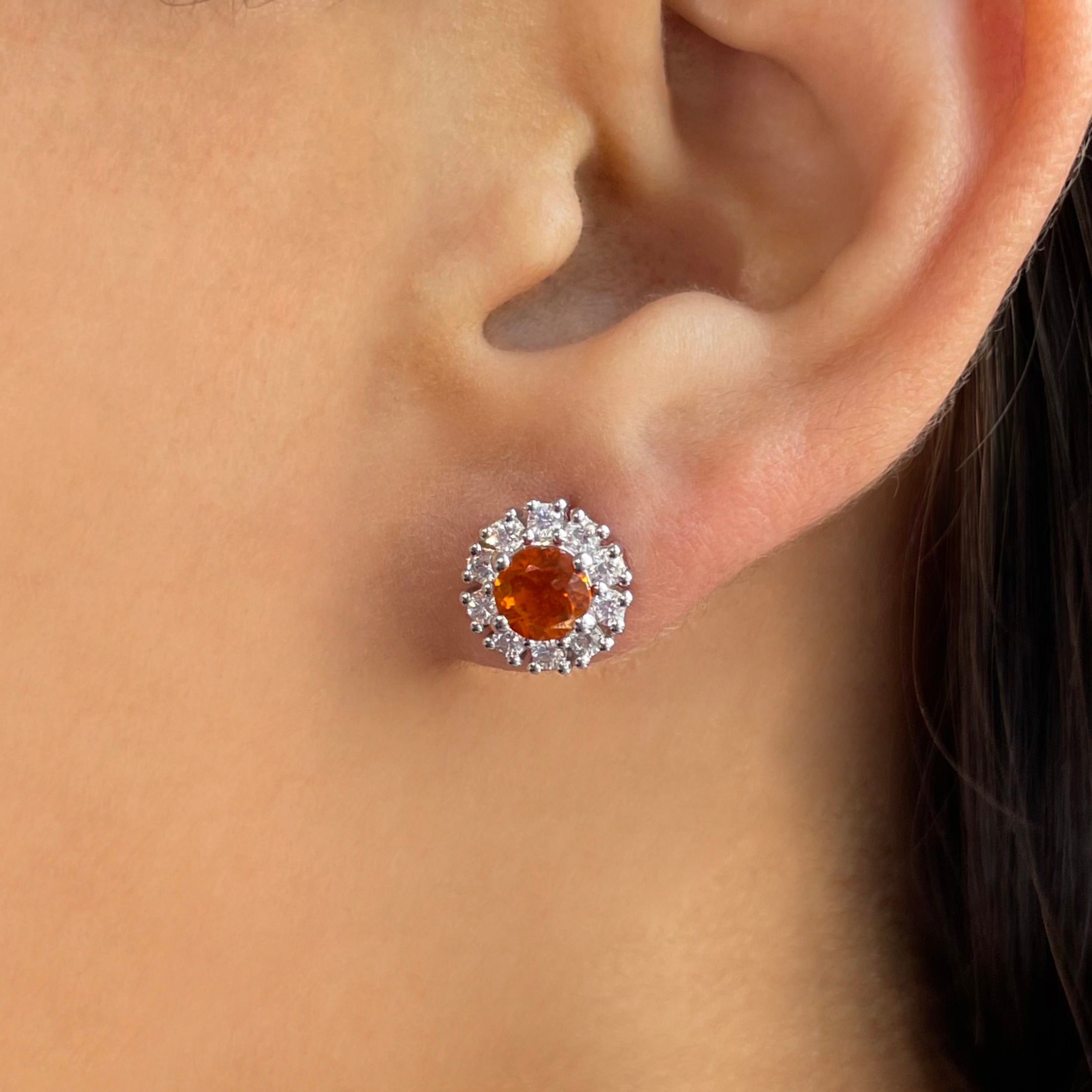 Kyanite (Orange) Stud Earring-(KYN-RDE-1268-O.)