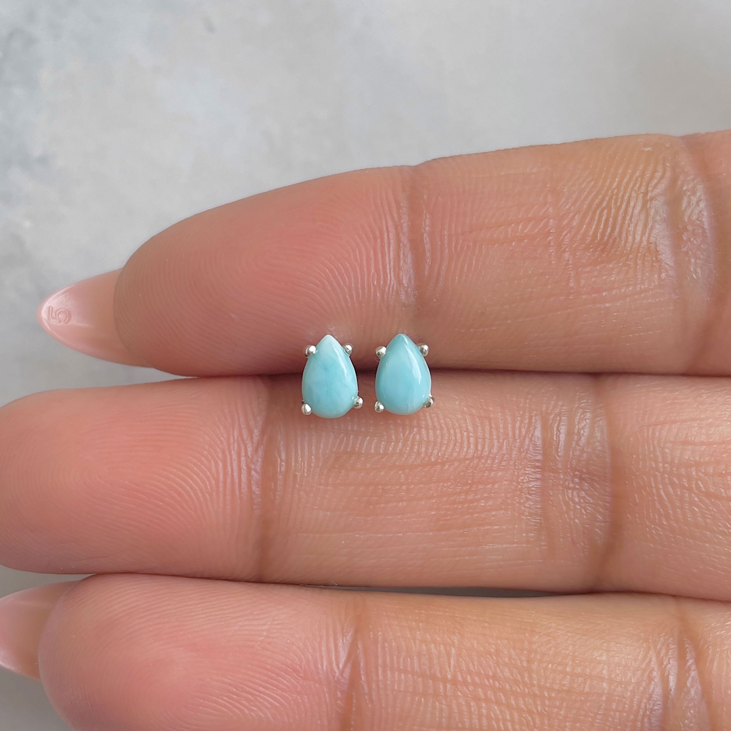 Larimar Stud Earring-(LAR-RDE-1141.)