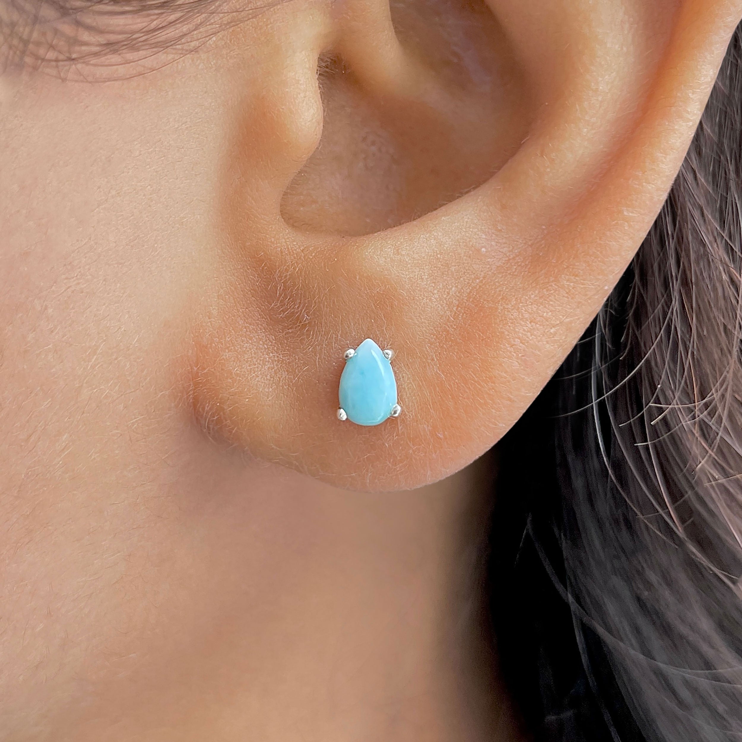 Larimar Stud Earring-(LAR-RDE-1141.)
