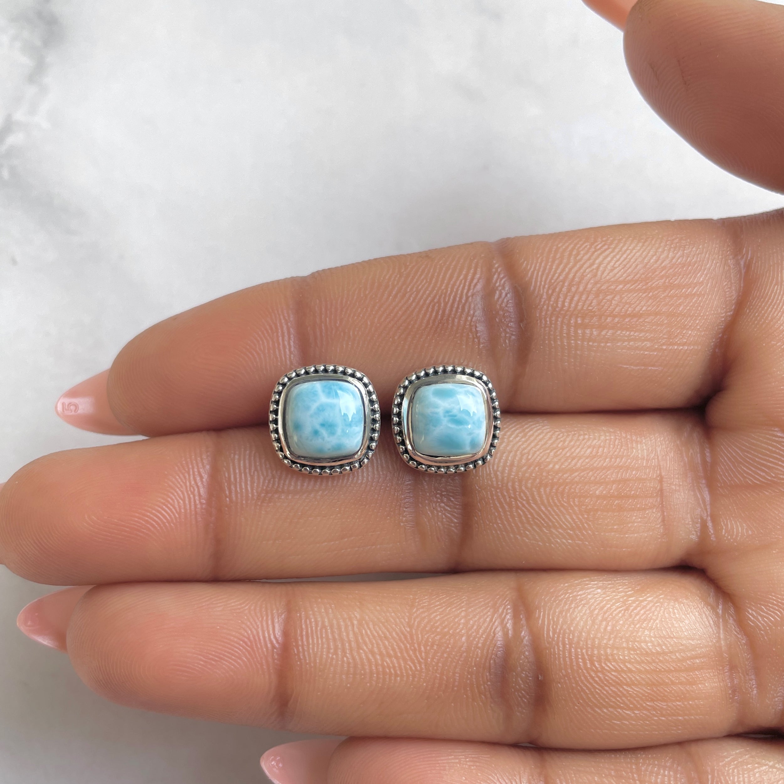 Larimar Stud Earring-(LAR-RDE-115.)