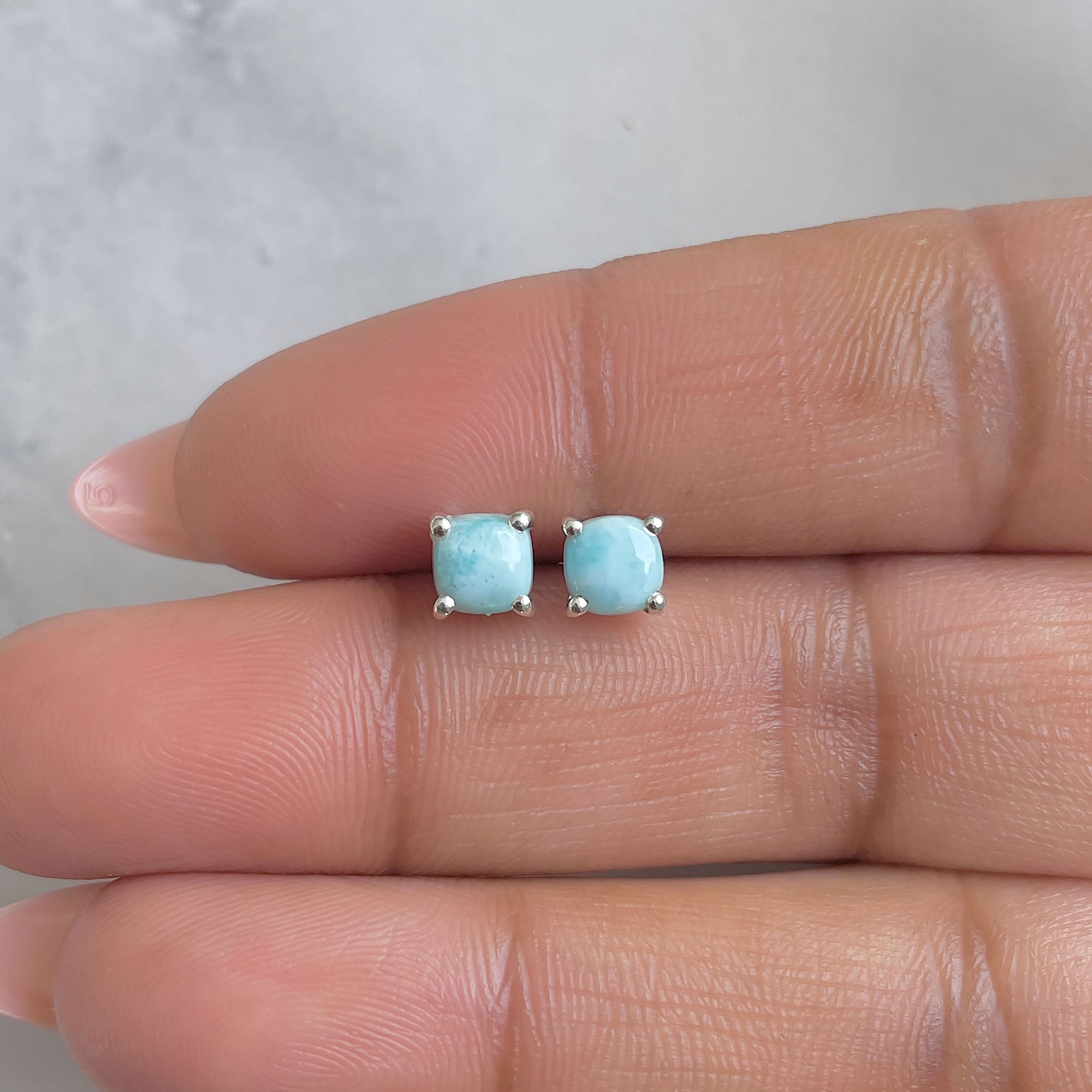 Larimar Stud Earring-(LAR-RDE-1161.)