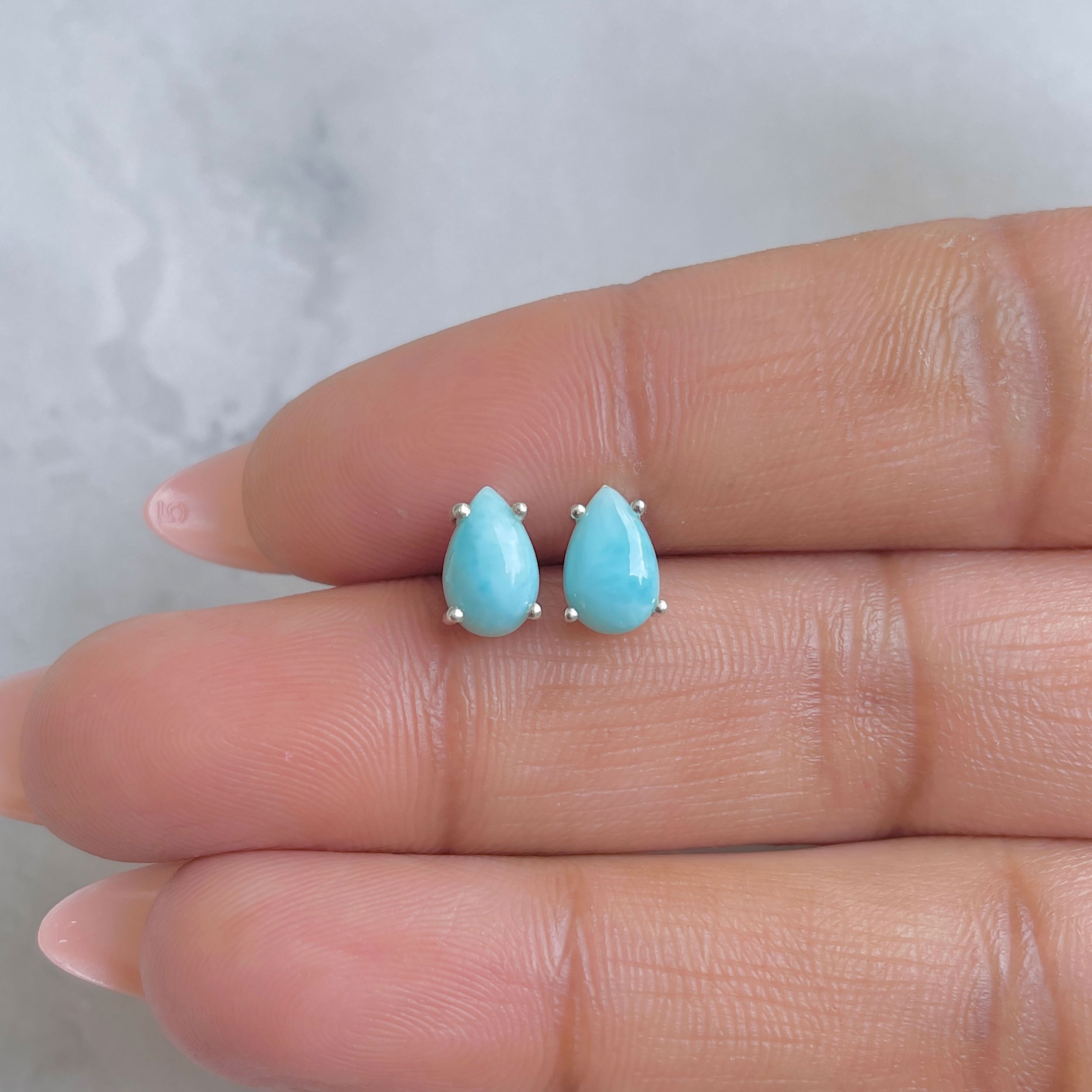 Larimar Stud Earring-(LAR-RDE-1207.)
