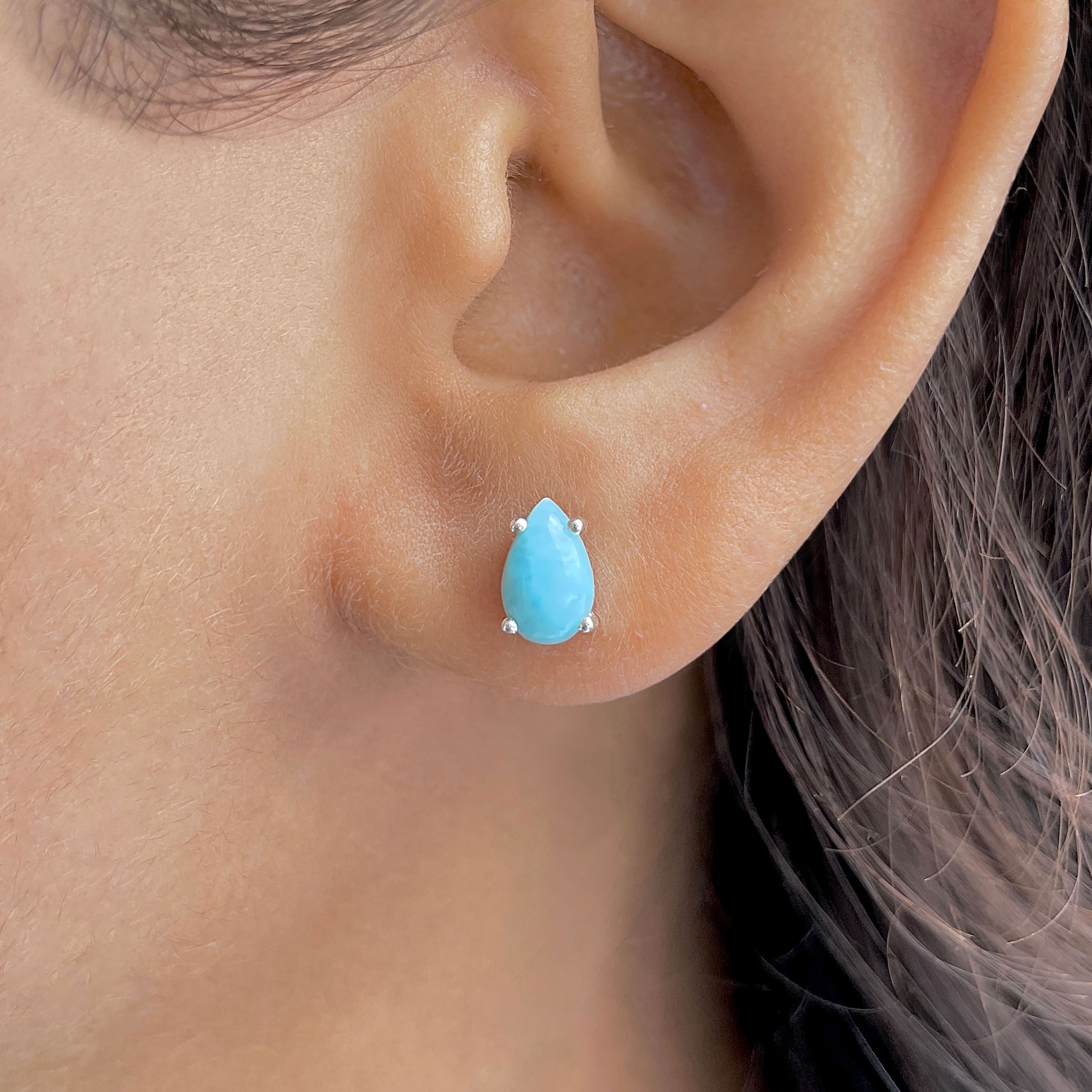 Larimar Stud Earring-(LAR-RDE-1207.)