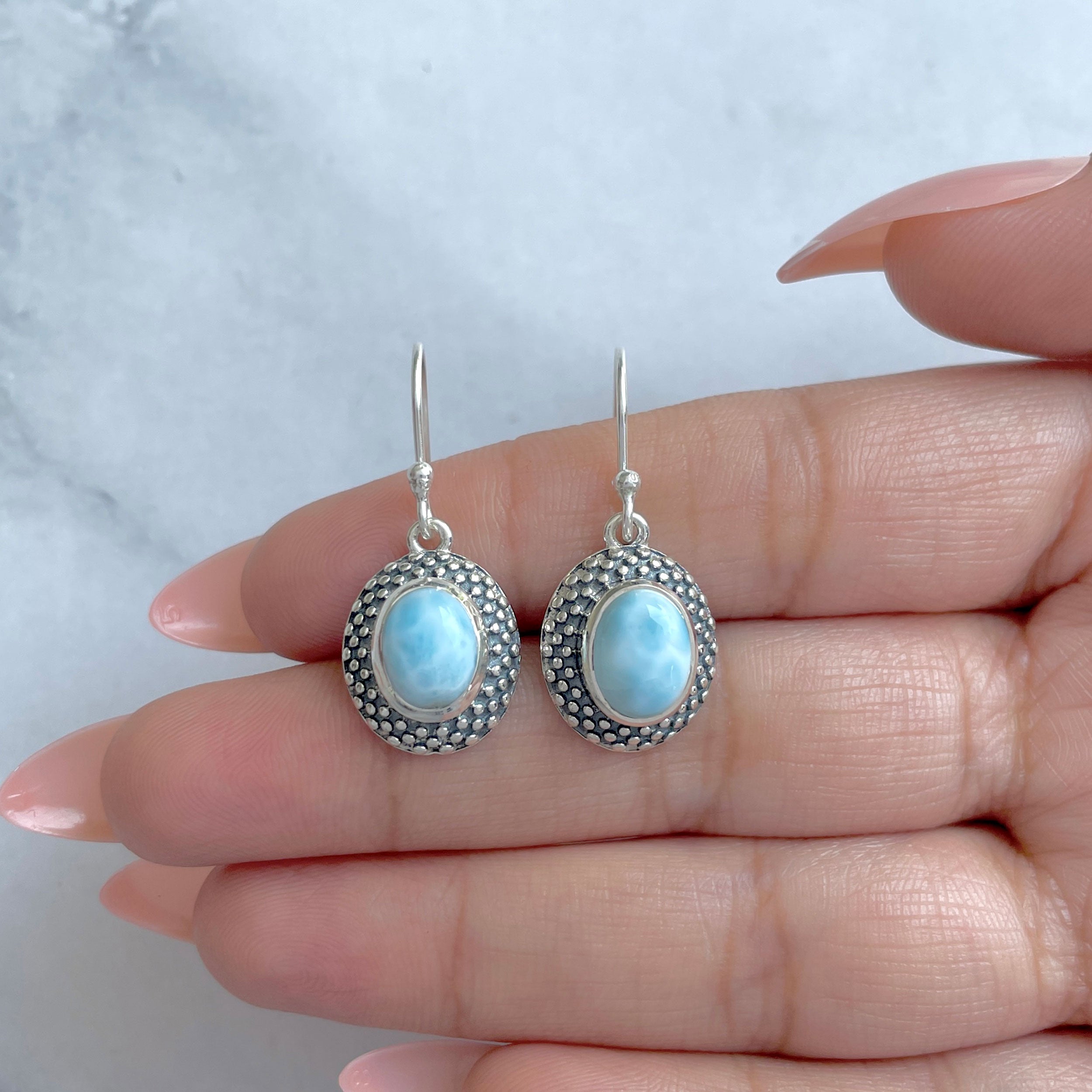 Larimar Earring-(LAR-RDE-180.)