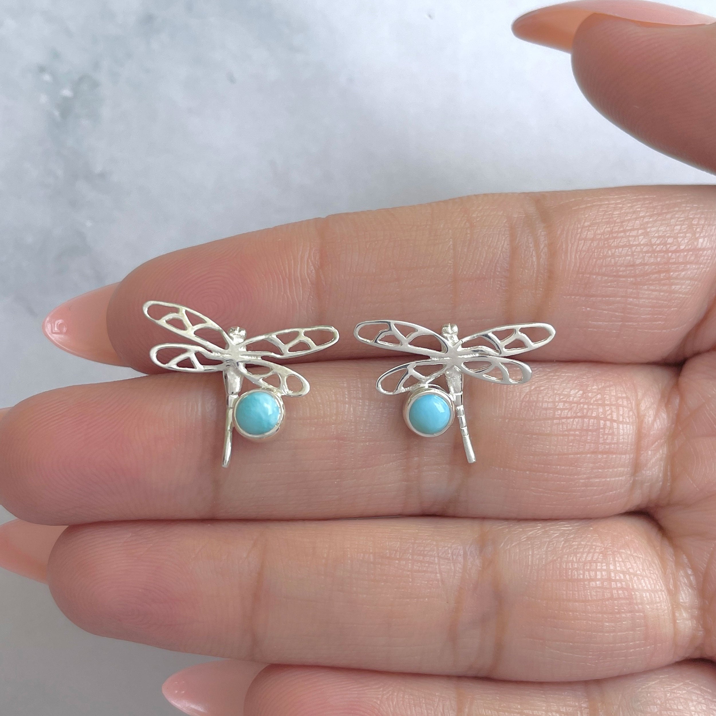Larimar Stud Earring-(LAR-RDE-465.)