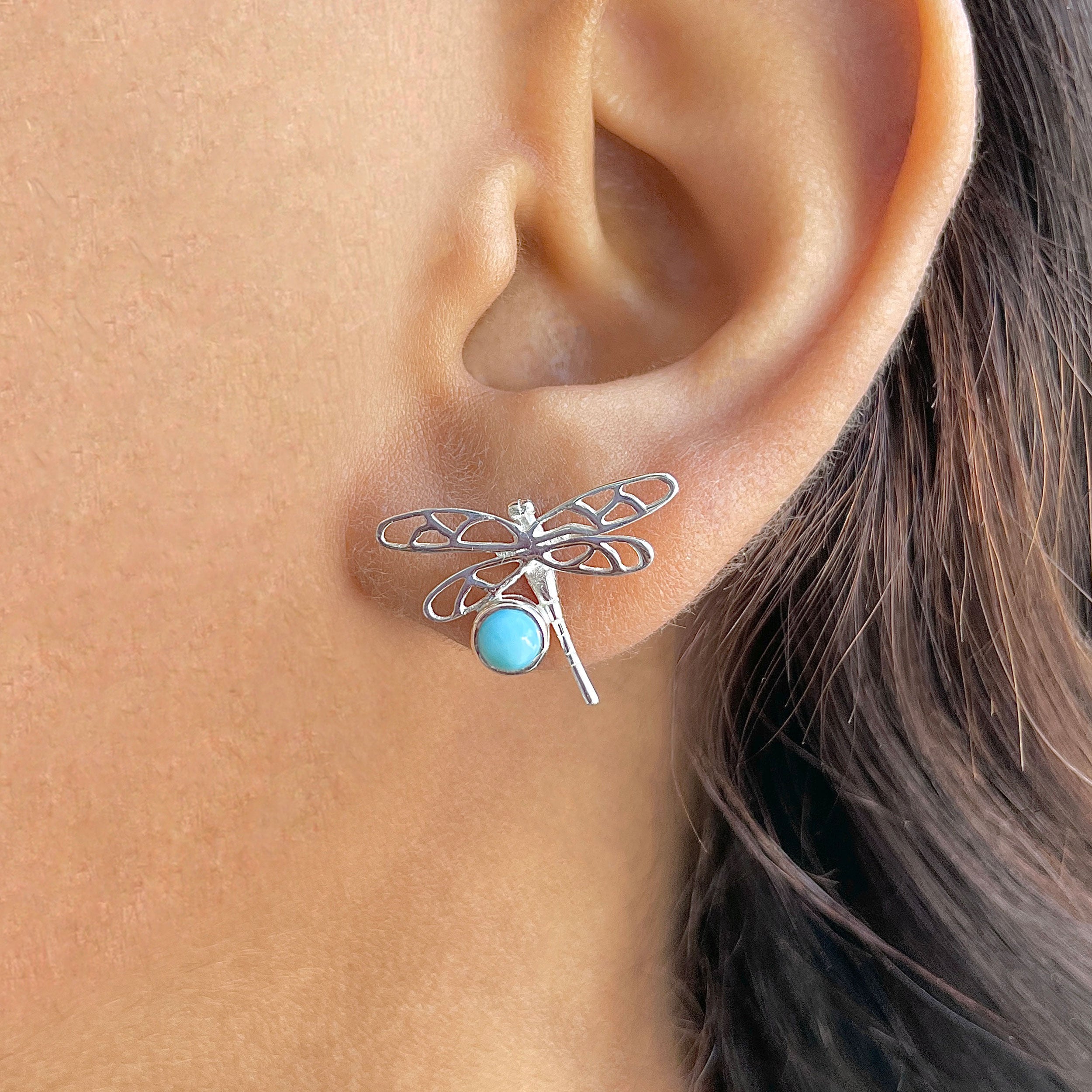 Larimar Stud Earring-(LAR-RDE-465.)