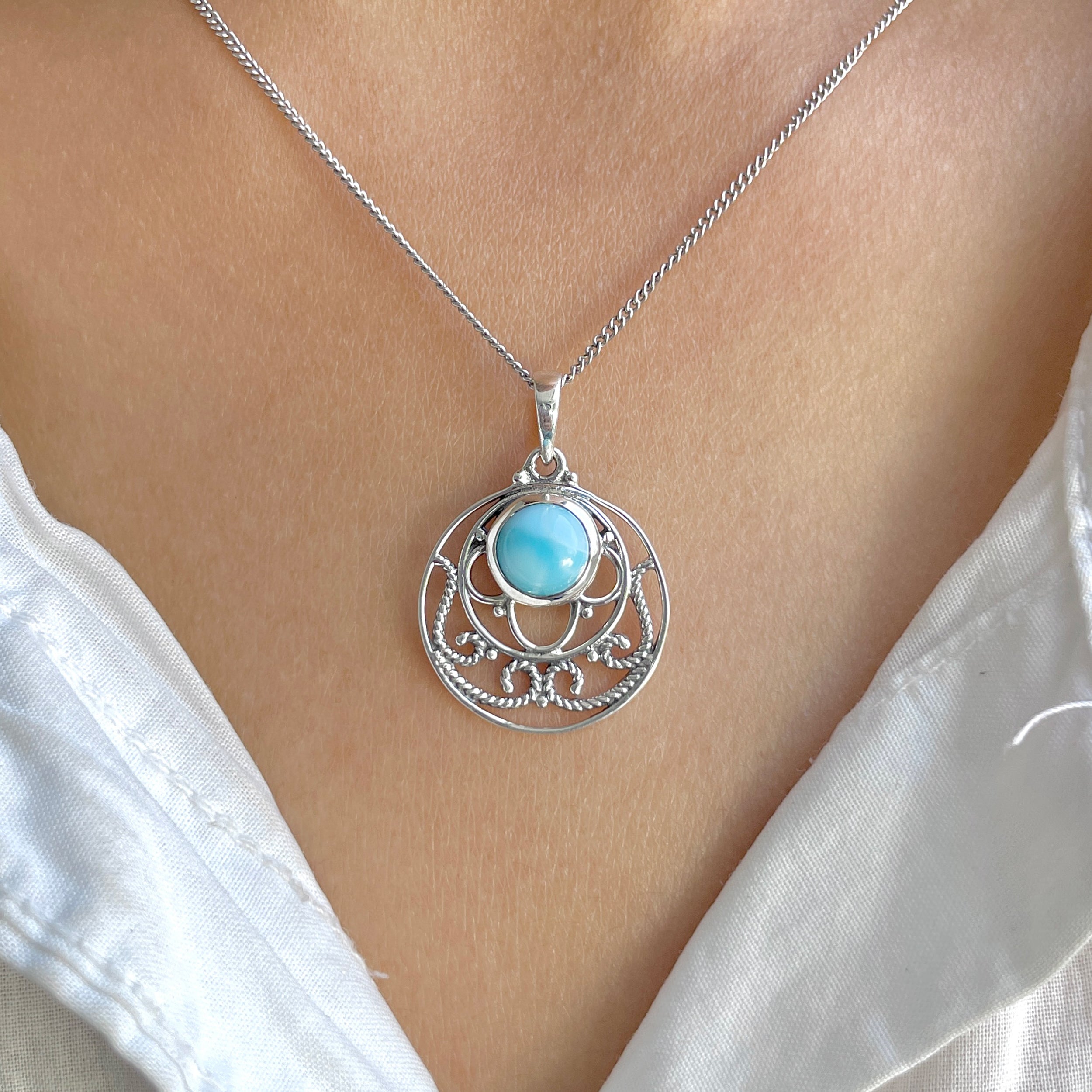 Larimar Pendant-(LAR-RDEP-84.)