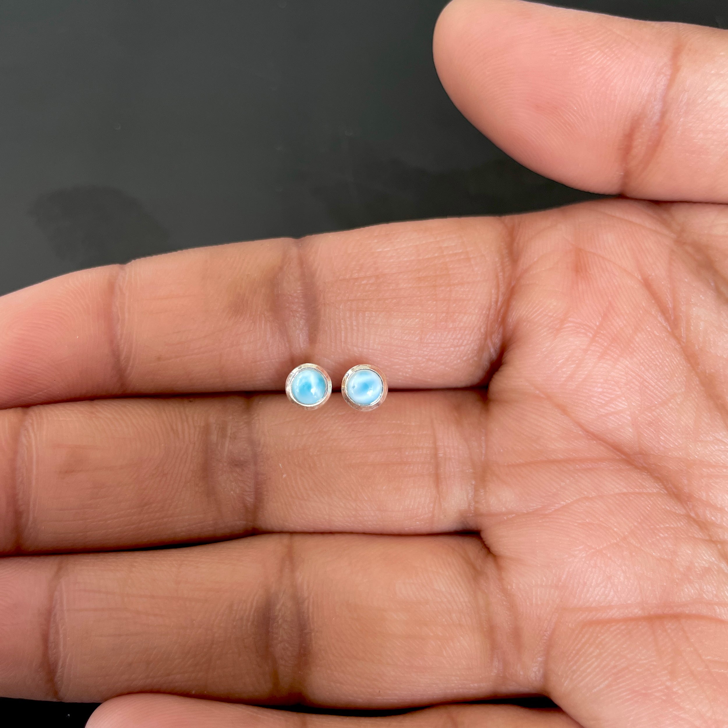 Larimar Stud Earring-(LAR-RDE-1072.)