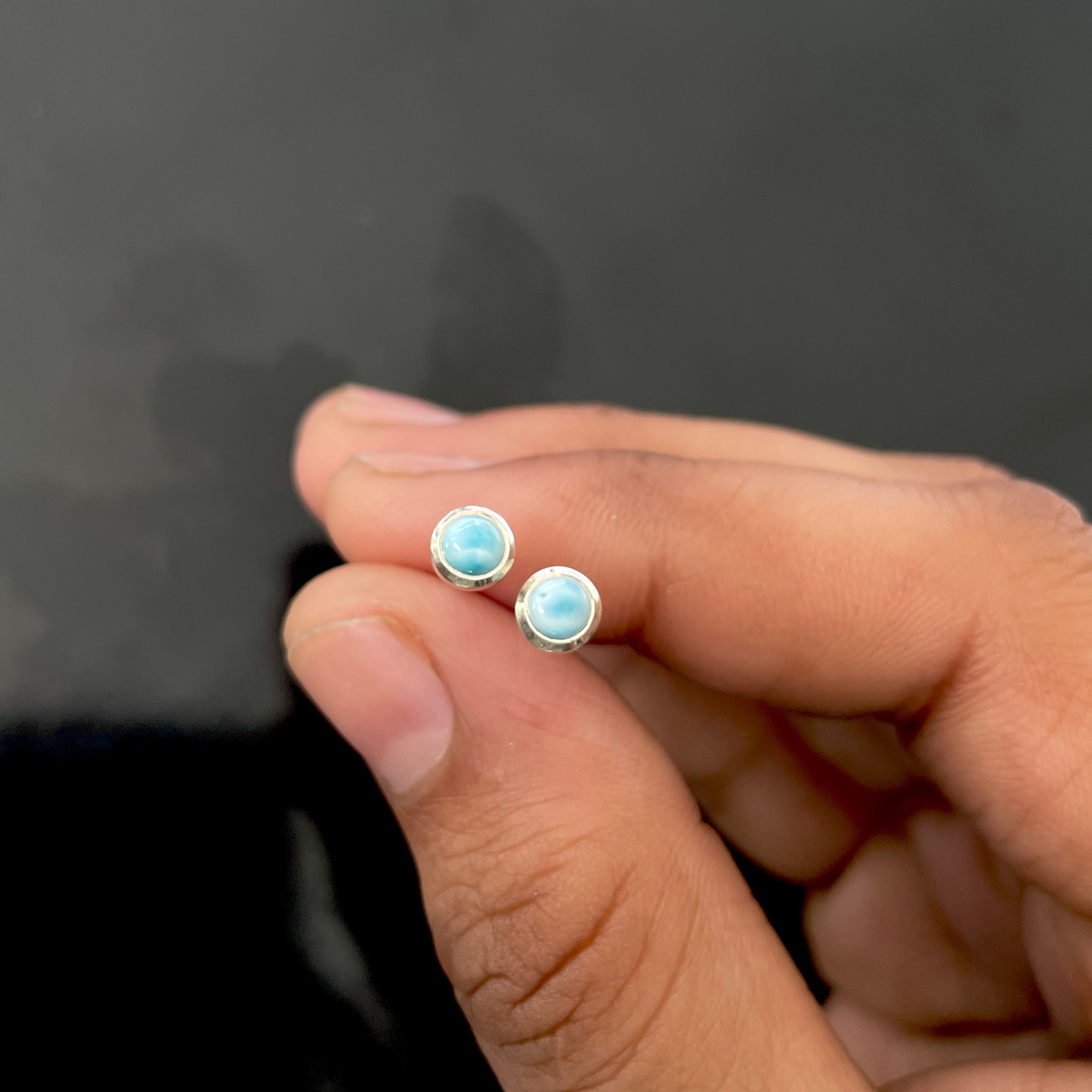 Larimar Stud Earring-(LAR-RDE-1072.)
