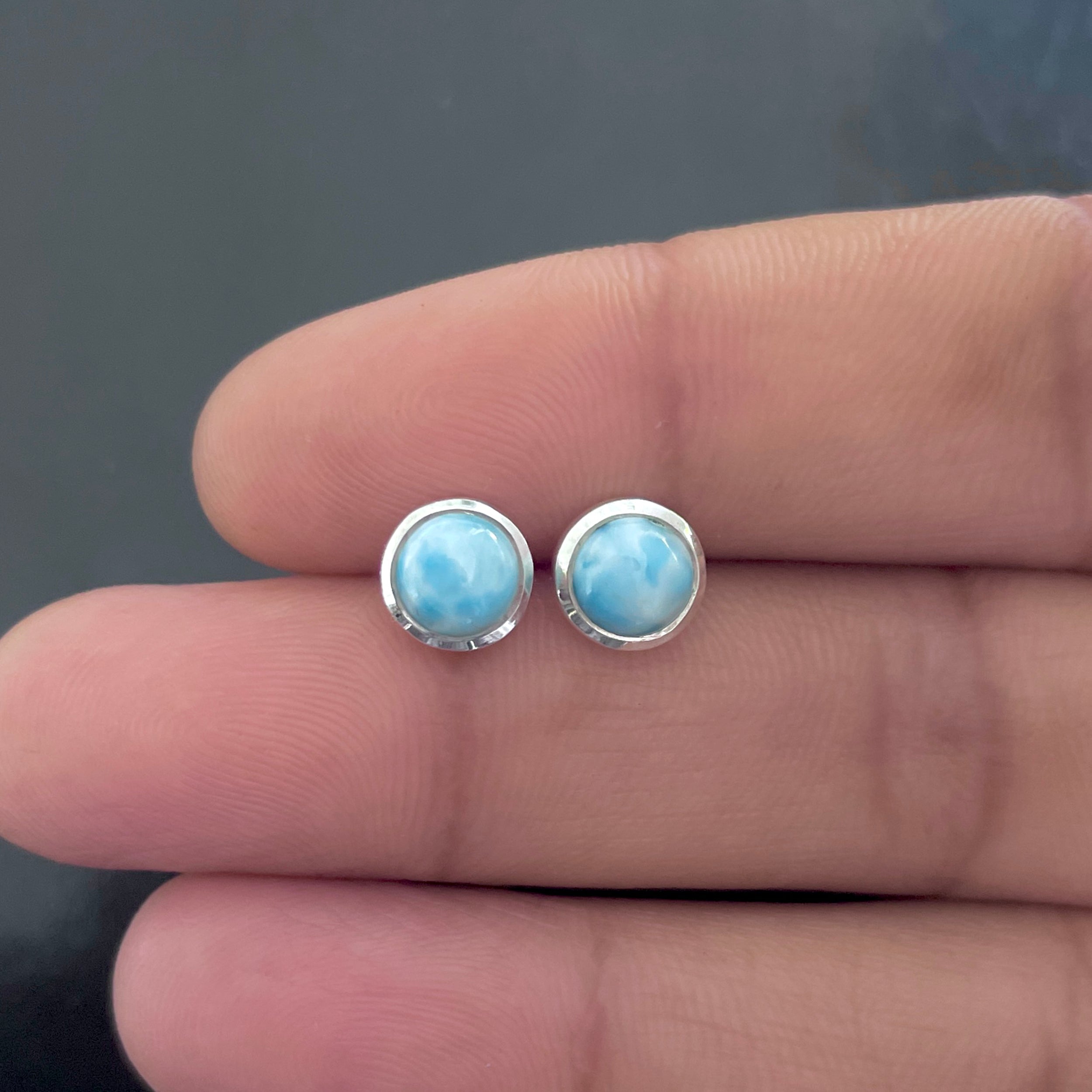 Larimar Stud Earring-(LAR-RDE-1073.)