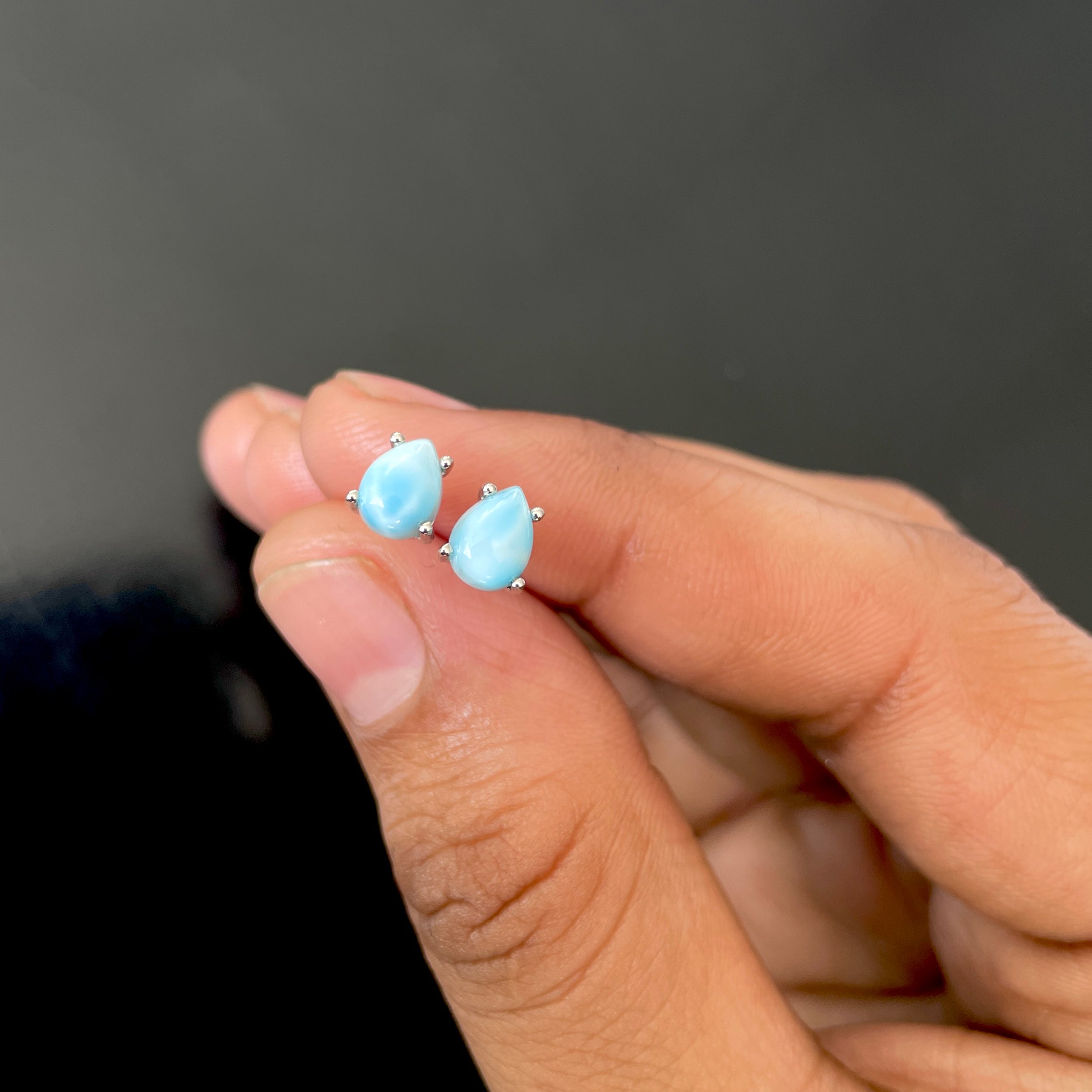 Larimar Stud Earring-(LAR-RDE-1142.)