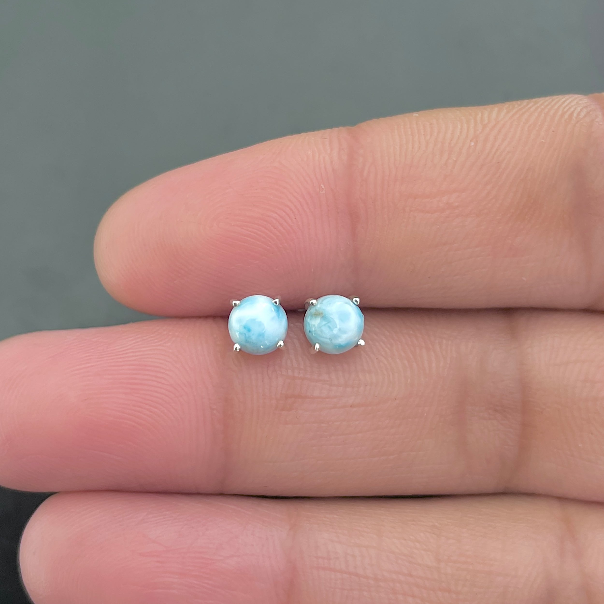 Larimar Stud Earring-(LAR-RDE-699.)