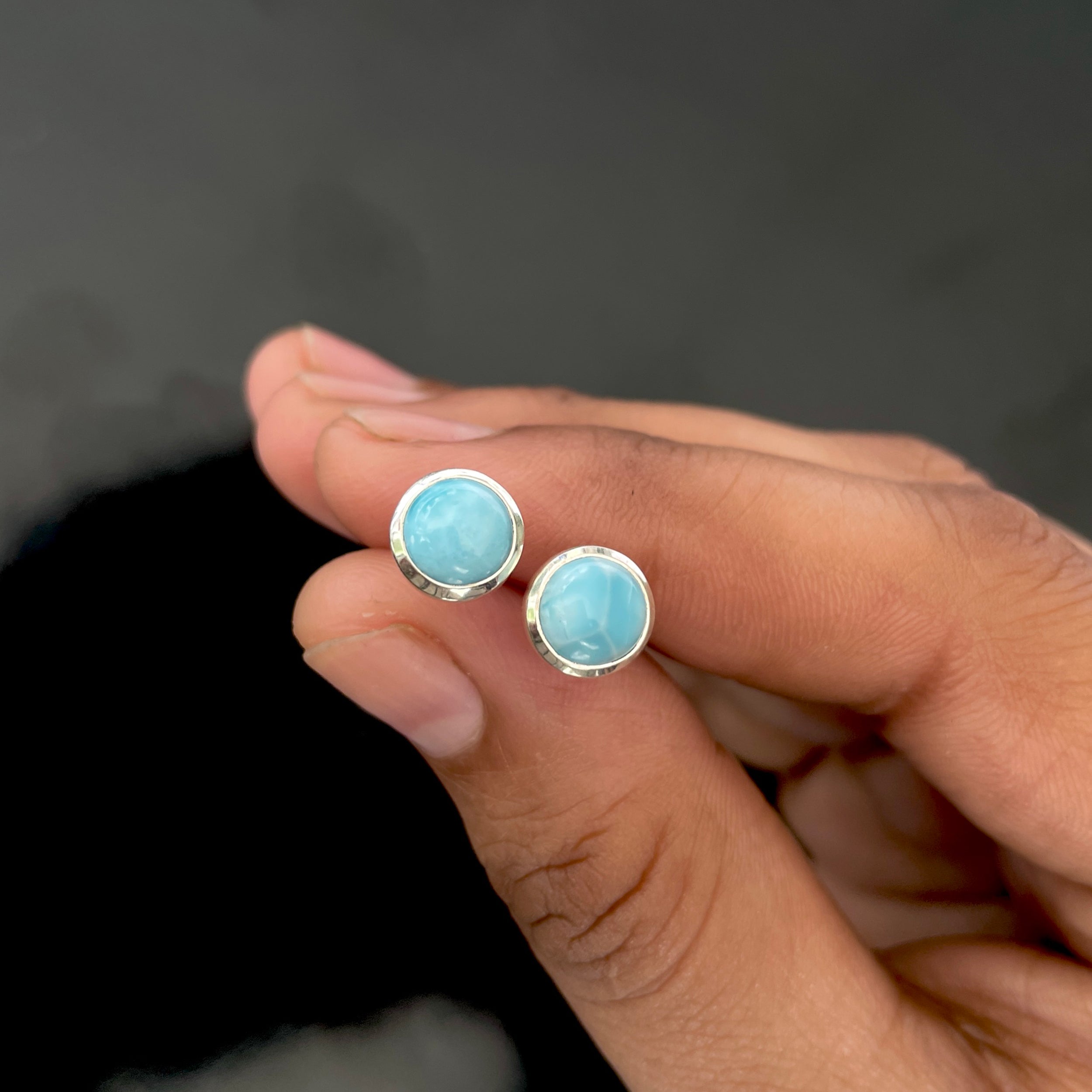 Larimar Stud Earring-(LAR-RDE-724.)