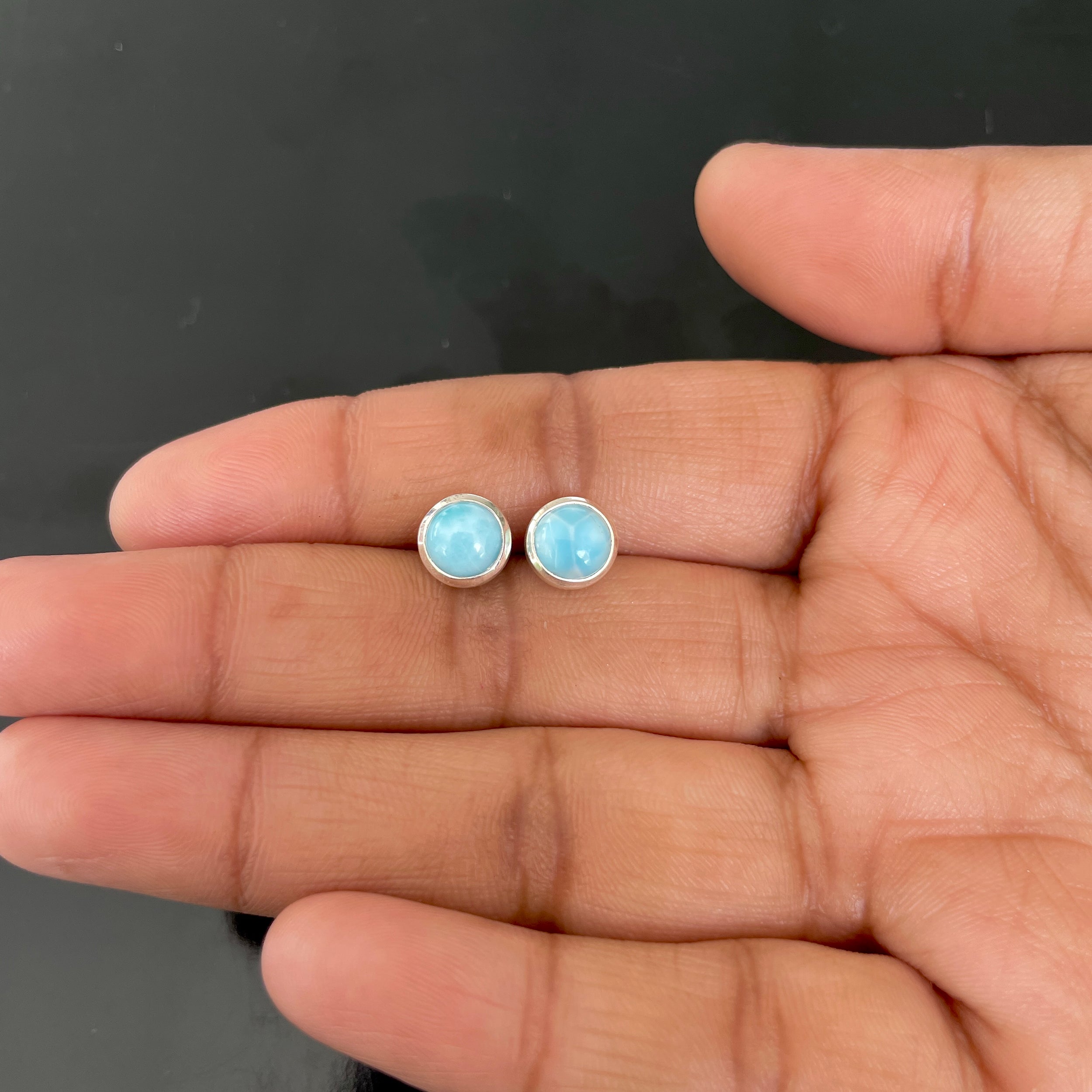 Larimar Stud Earring-(LAR-RDE-724.)