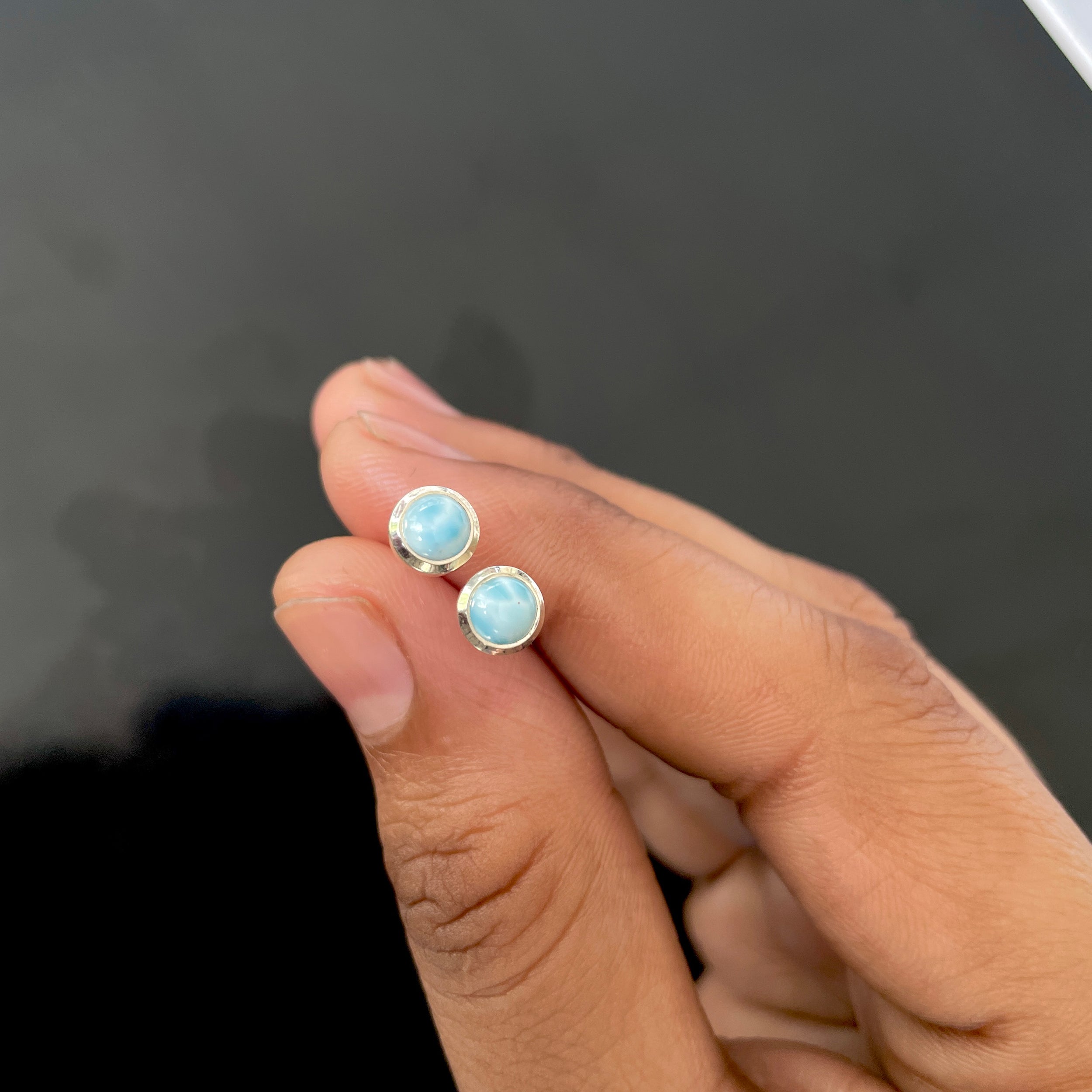 Larimar Stud Earring-(LAR-RDE-993.)