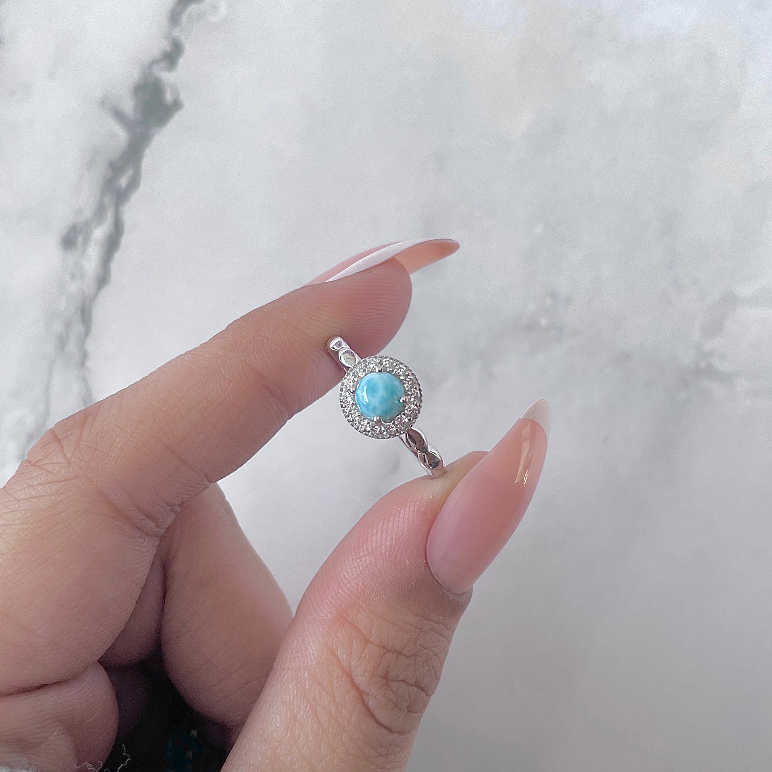 Larimar & White Topaz Ring-(LAR-RDR-1799.)