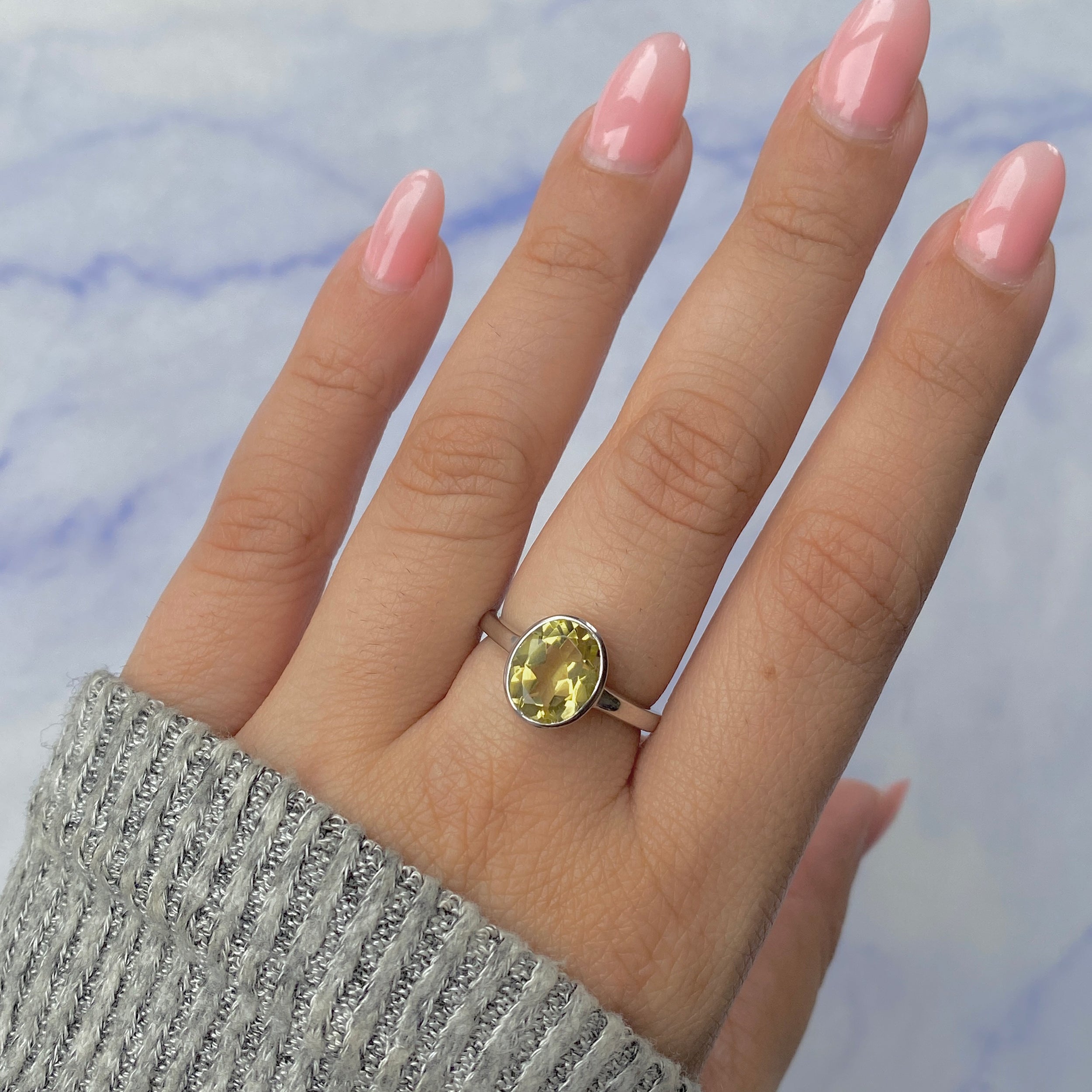 Lemon Quartz Ring-(LEM-RDR-1623.)