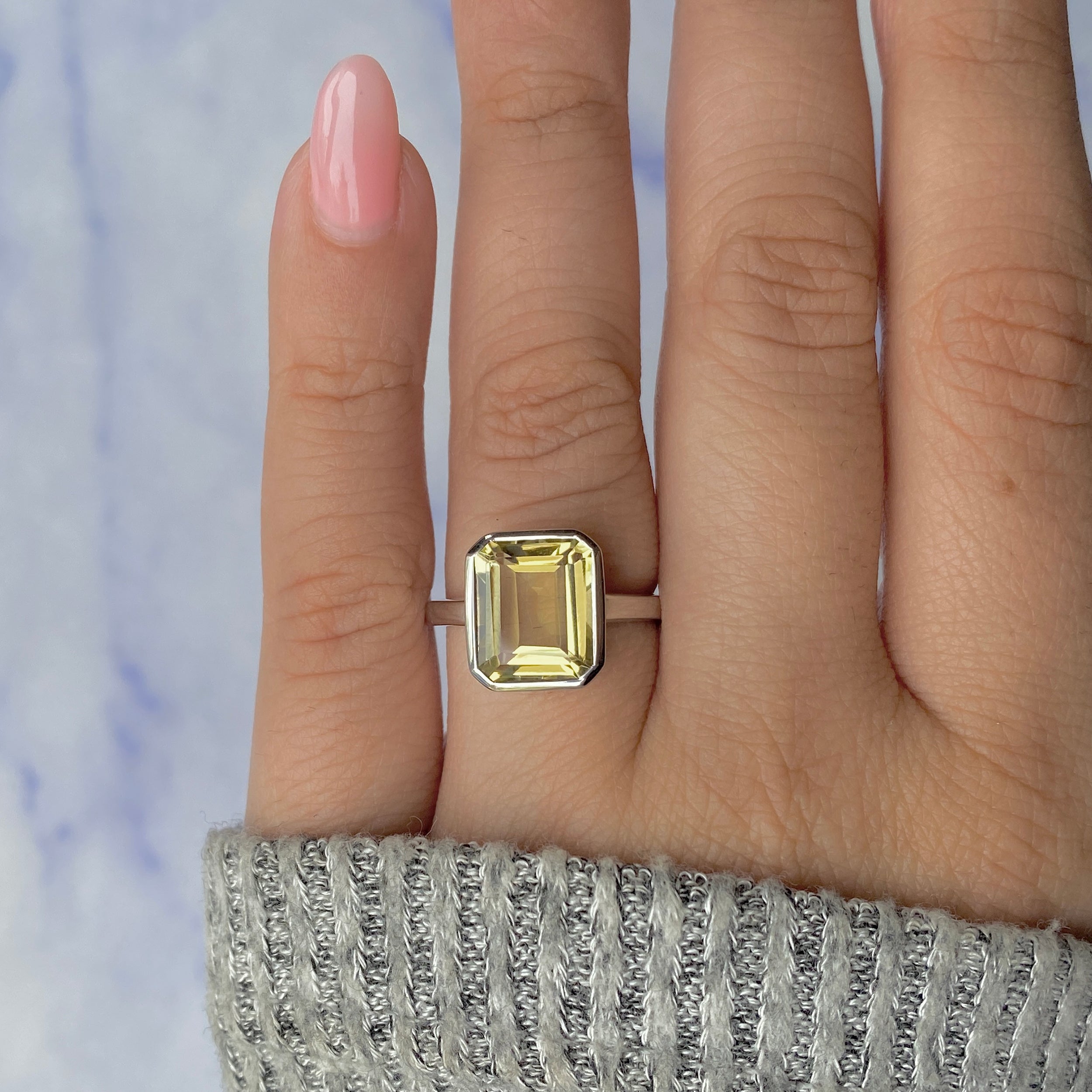 Lemon Quartz Ring-(LEM-RDR-1752.)