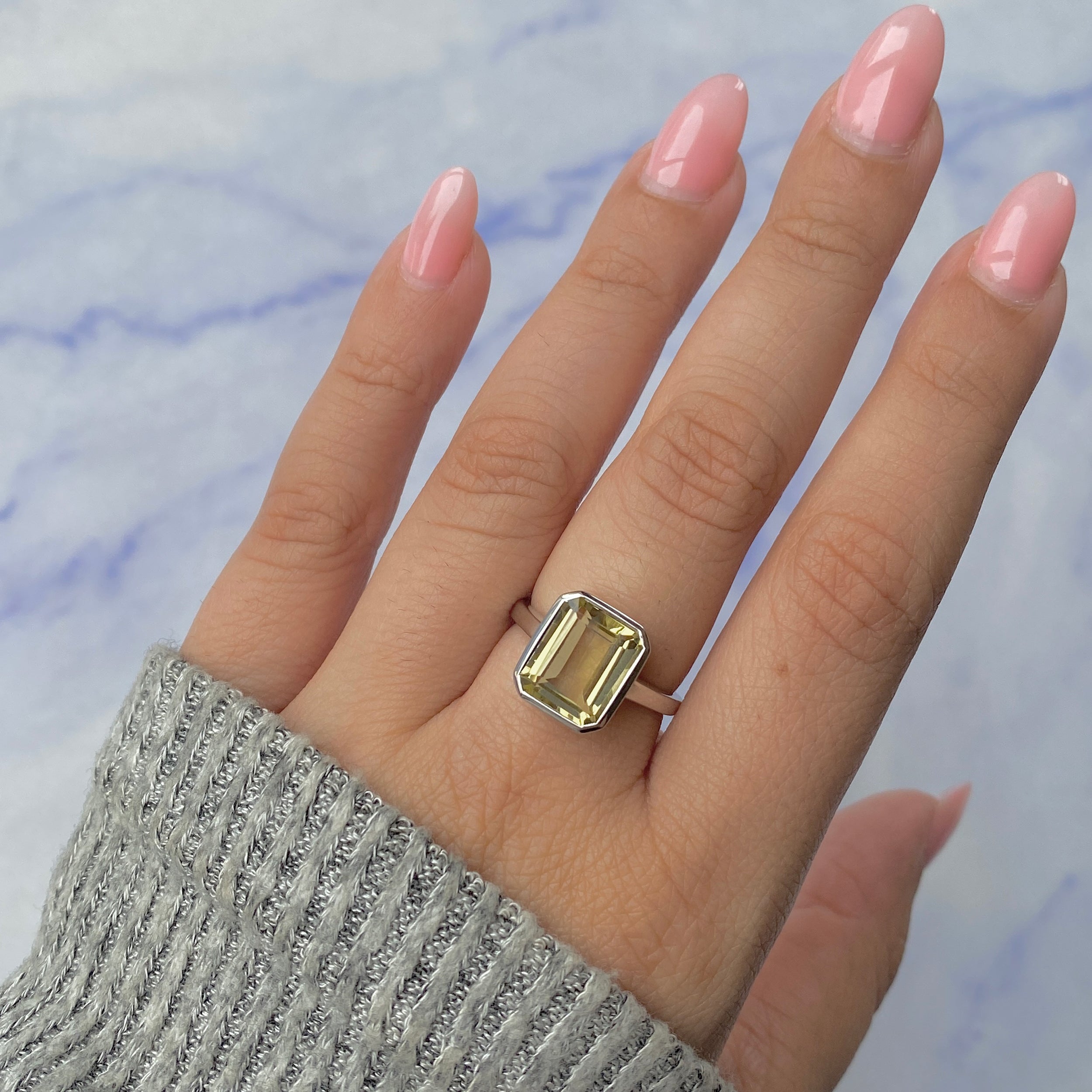 Lemon Quartz Ring-(LEM-RDR-1752.)