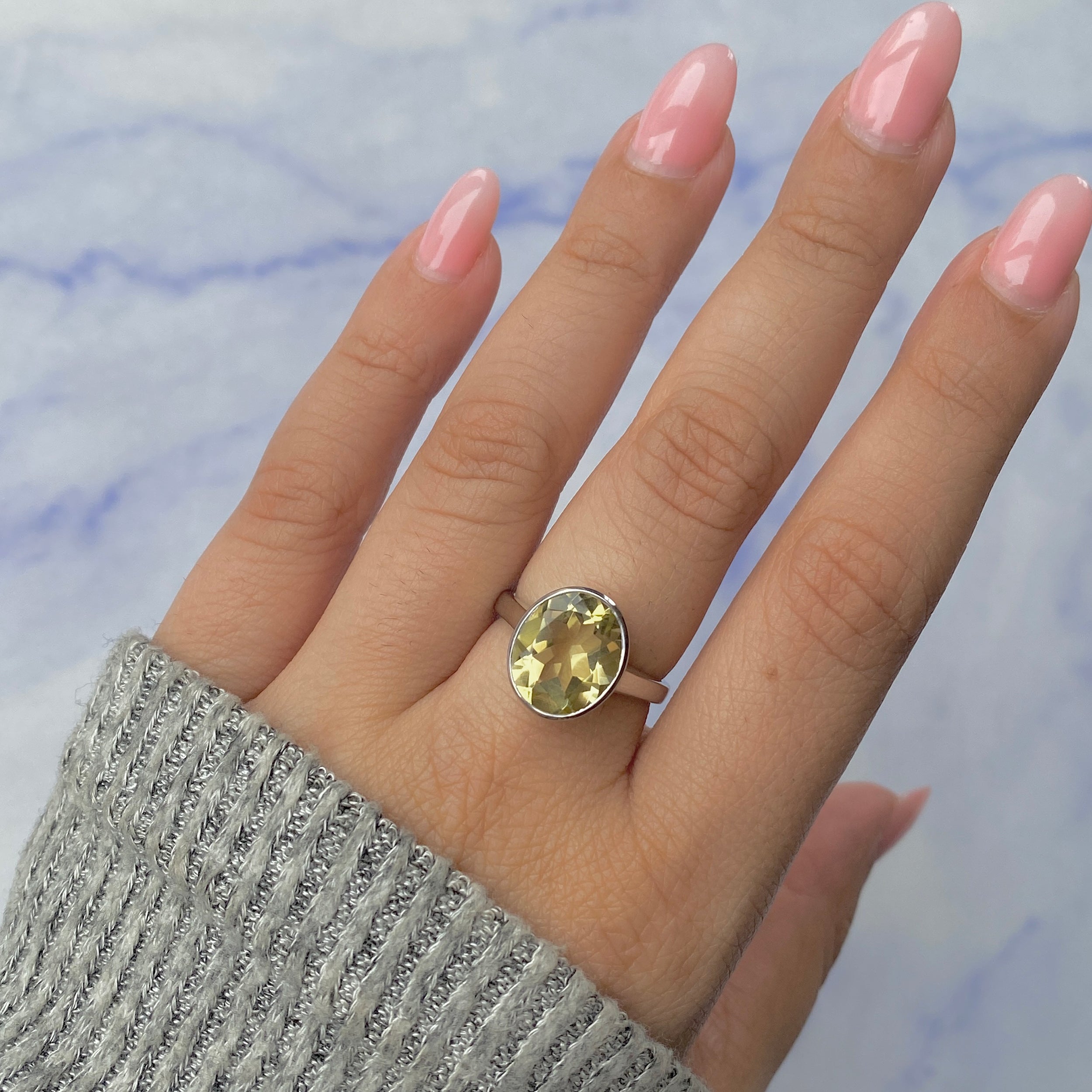 Lemon Quartz Ring-(LEM-RDR-1806.)