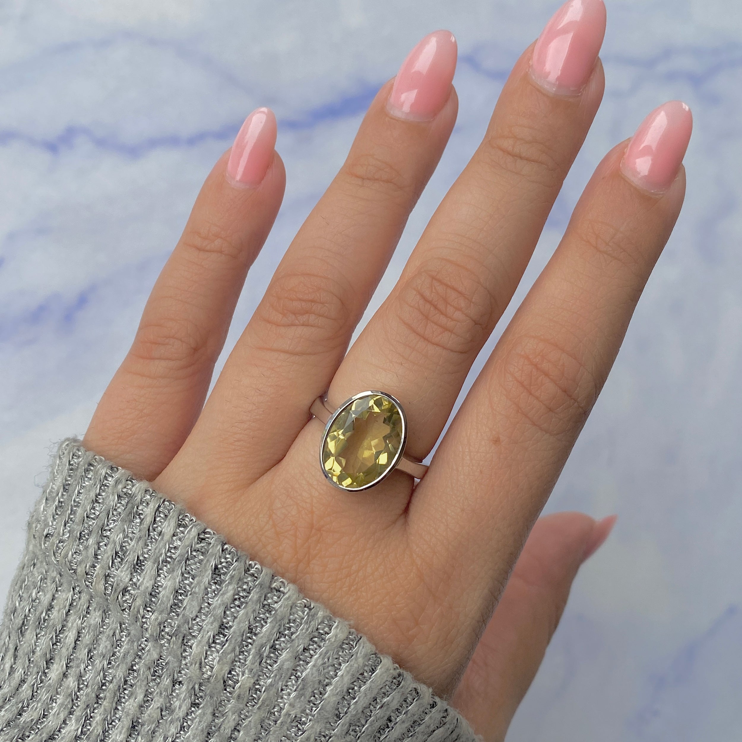 Lemon Quartz Ring-(LEM-RDR-1892.)