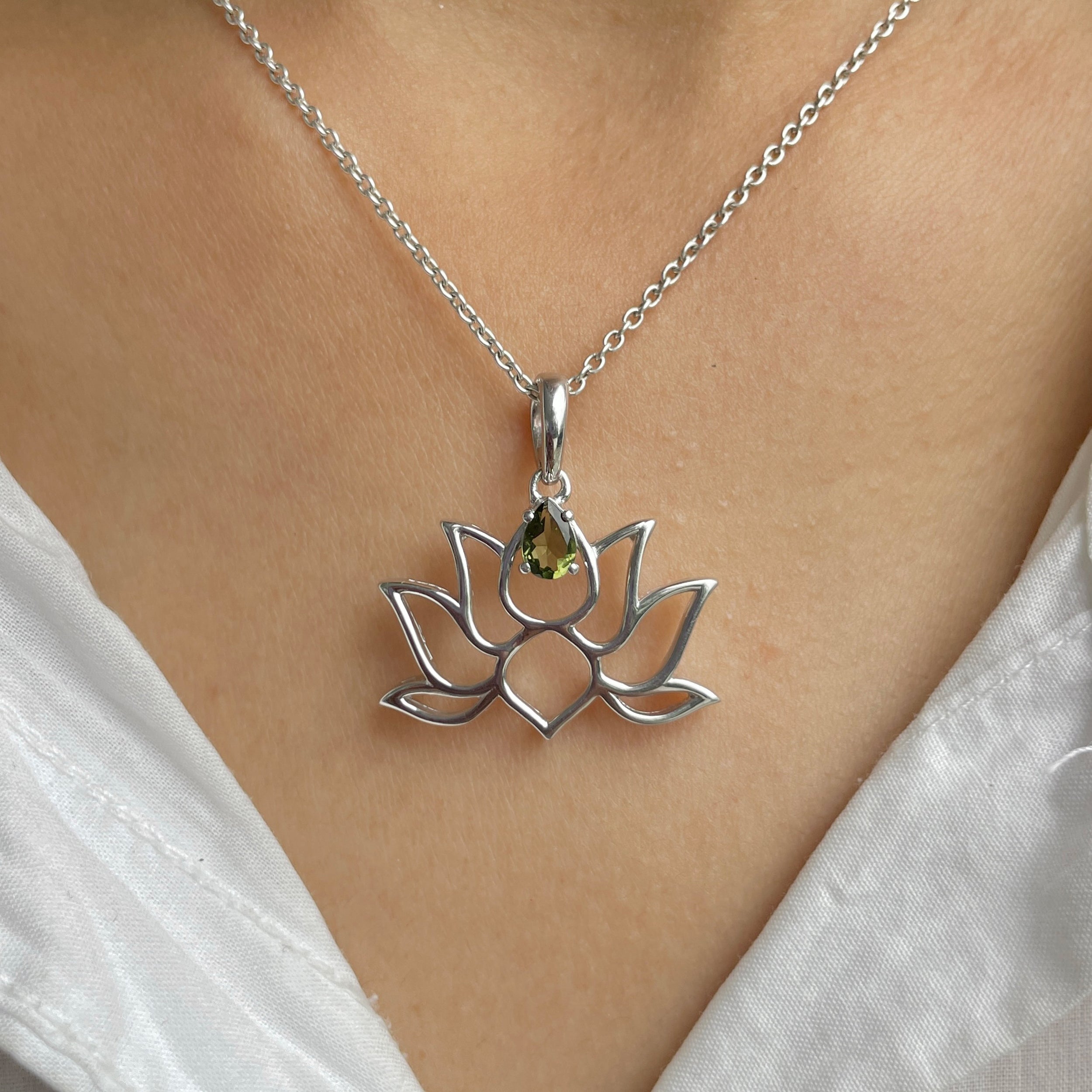 Moldavite Lotus Pendant-(MLD-RDN-156-A.)