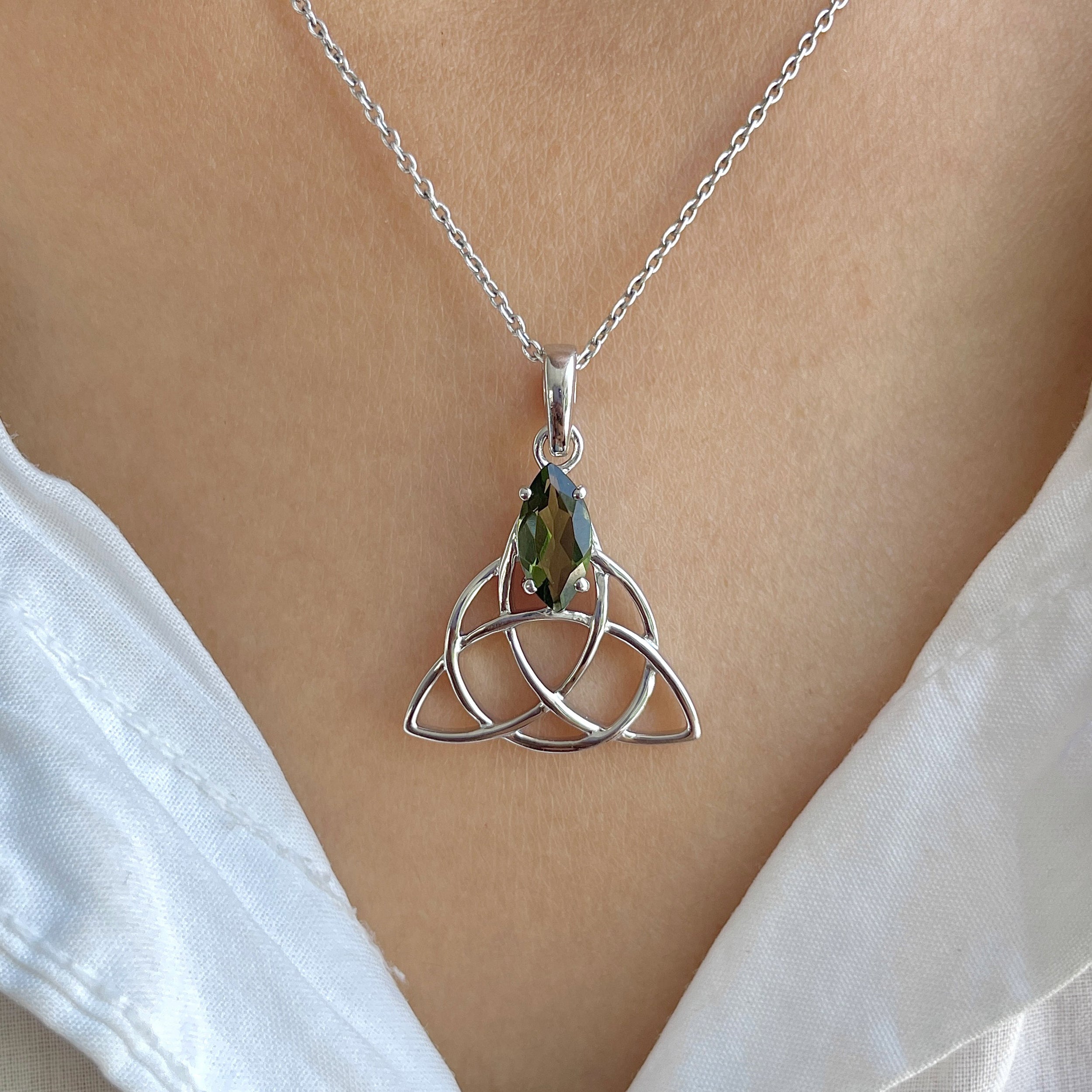 Moldavite Triquetra Pendant-(MLD-RDN-161.)
