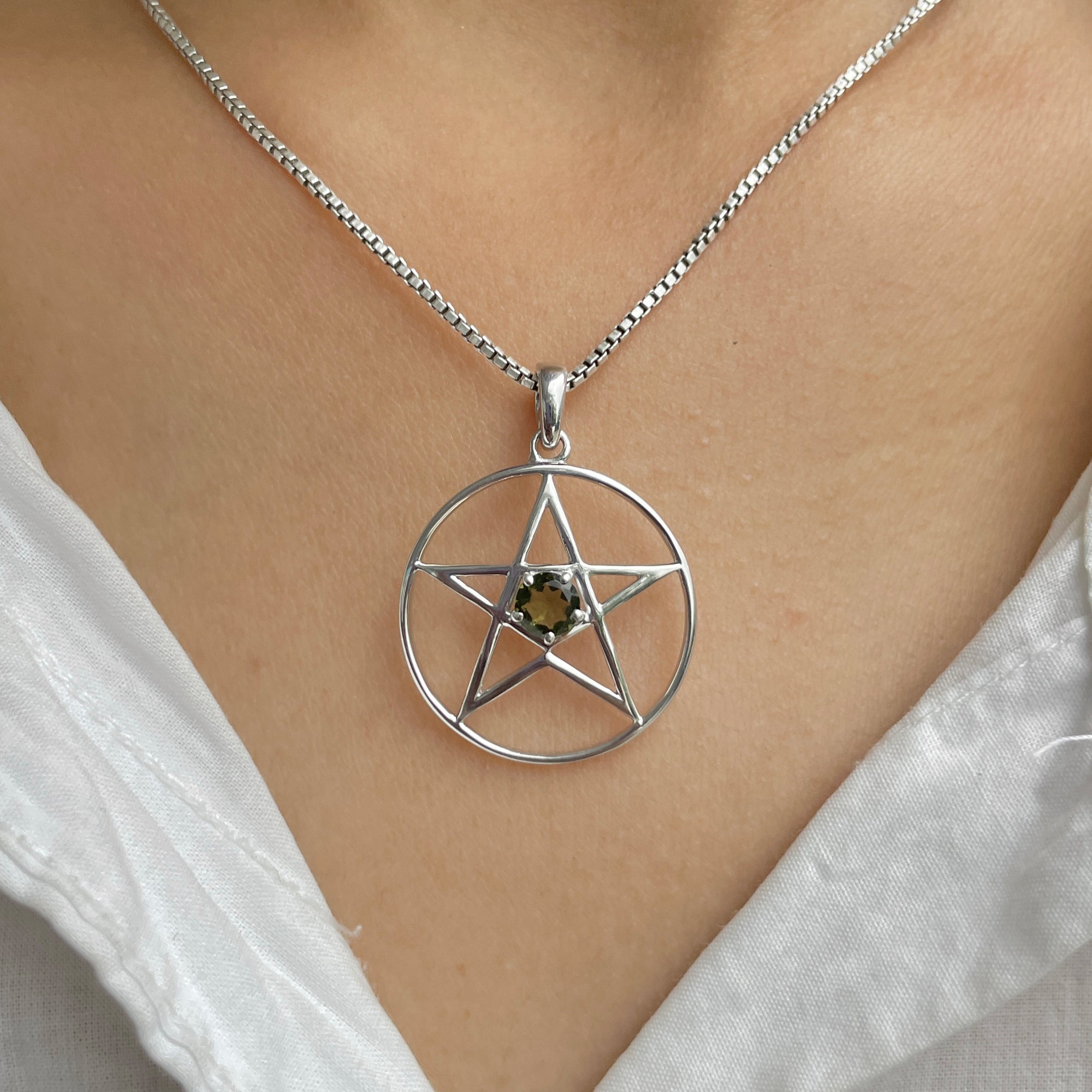 Moldavite Pentacle Pendant-(MLD-RDN-171.)