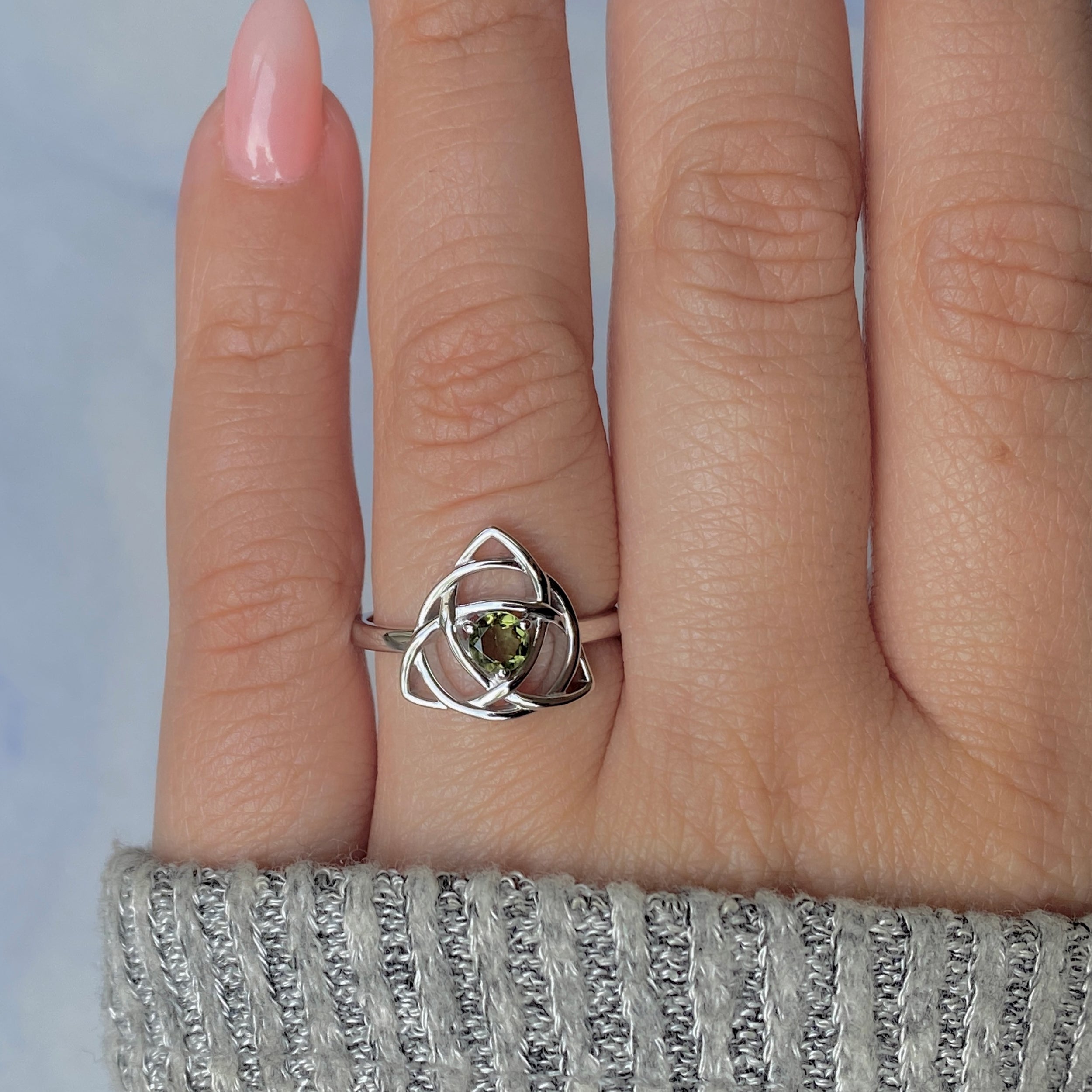 Moldavite Triquetra Ring-(MLD-RDR-2142.)