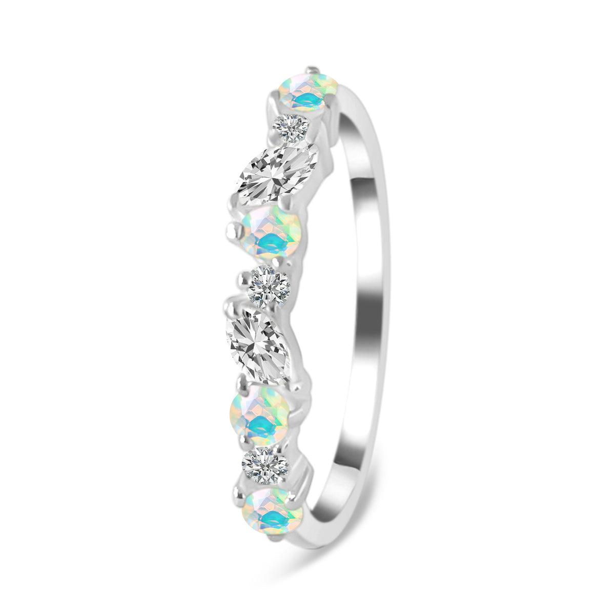 Opal & White Topaz Ring-(OPL-CUZ-RDR-3551.)