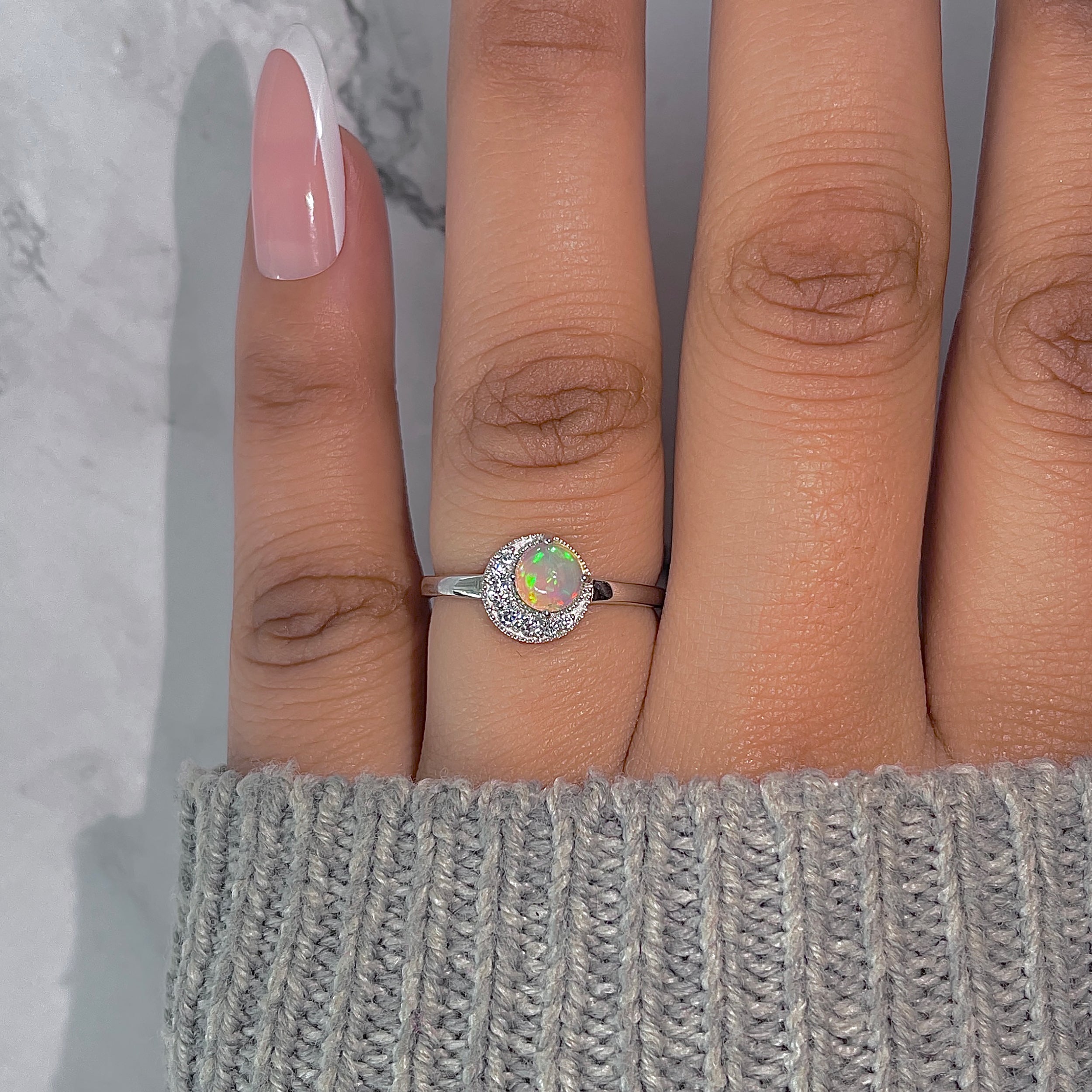 Opal & White Topaz Ring-(OPL-RDR-1746.)