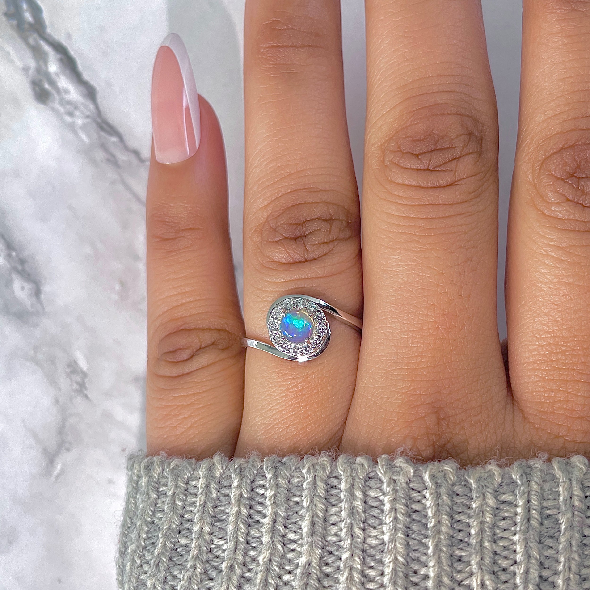 Opal & White Topaz Ring-(OPL-RDR-1801.)