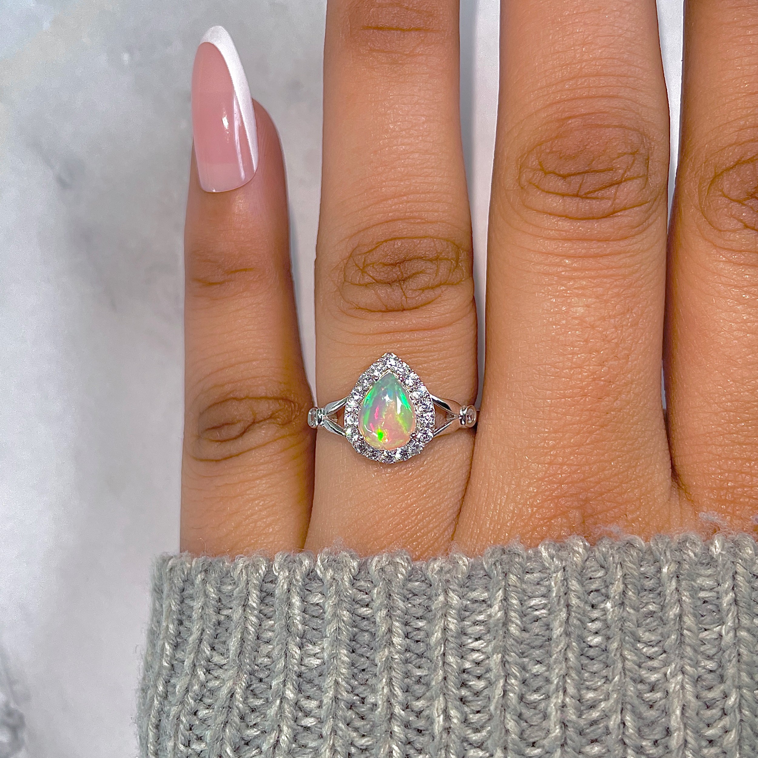 Opal & White Topaz Ring-(OPL-RDR-2243.)
