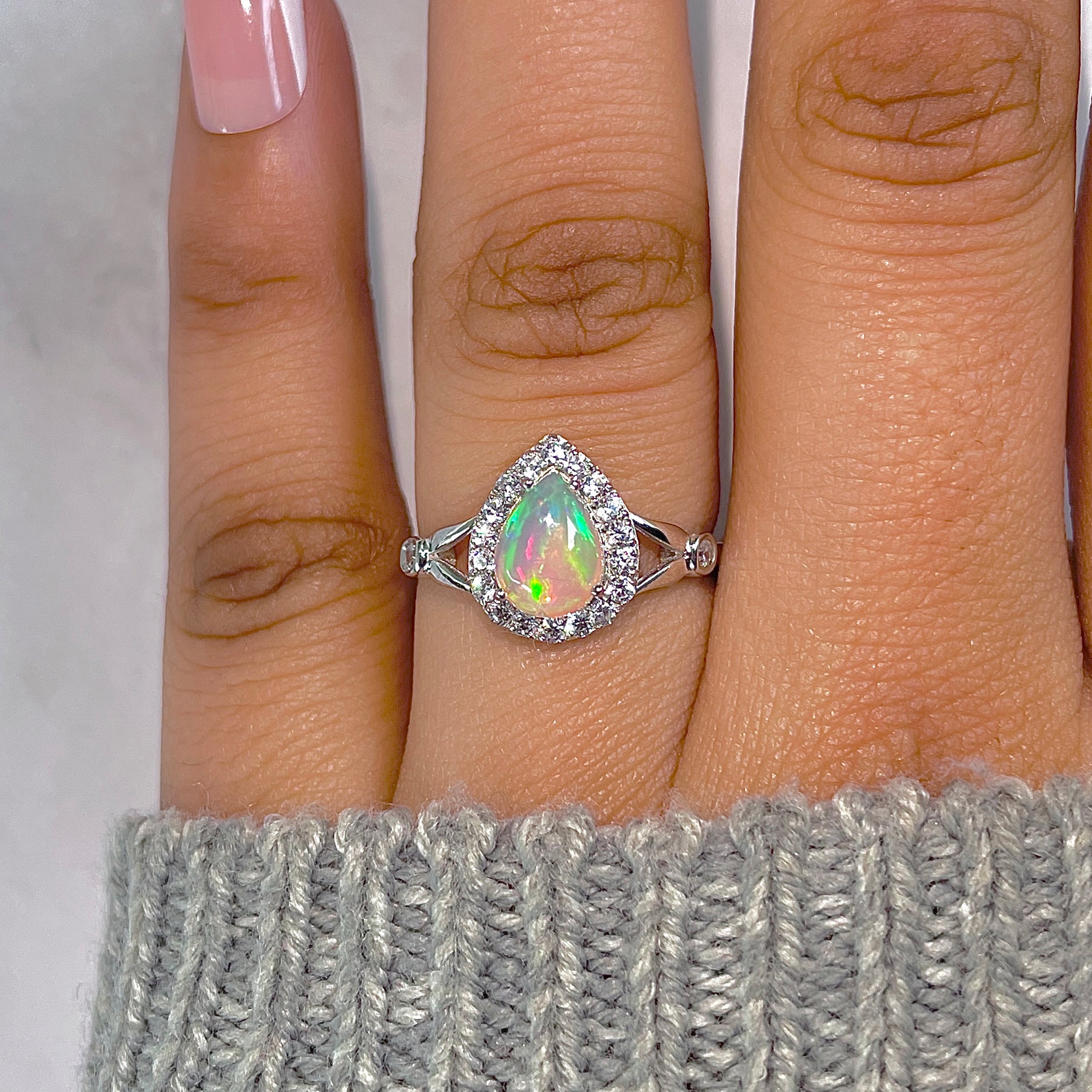 Opal & White Topaz Ring-(OPL-RDR-2243.)