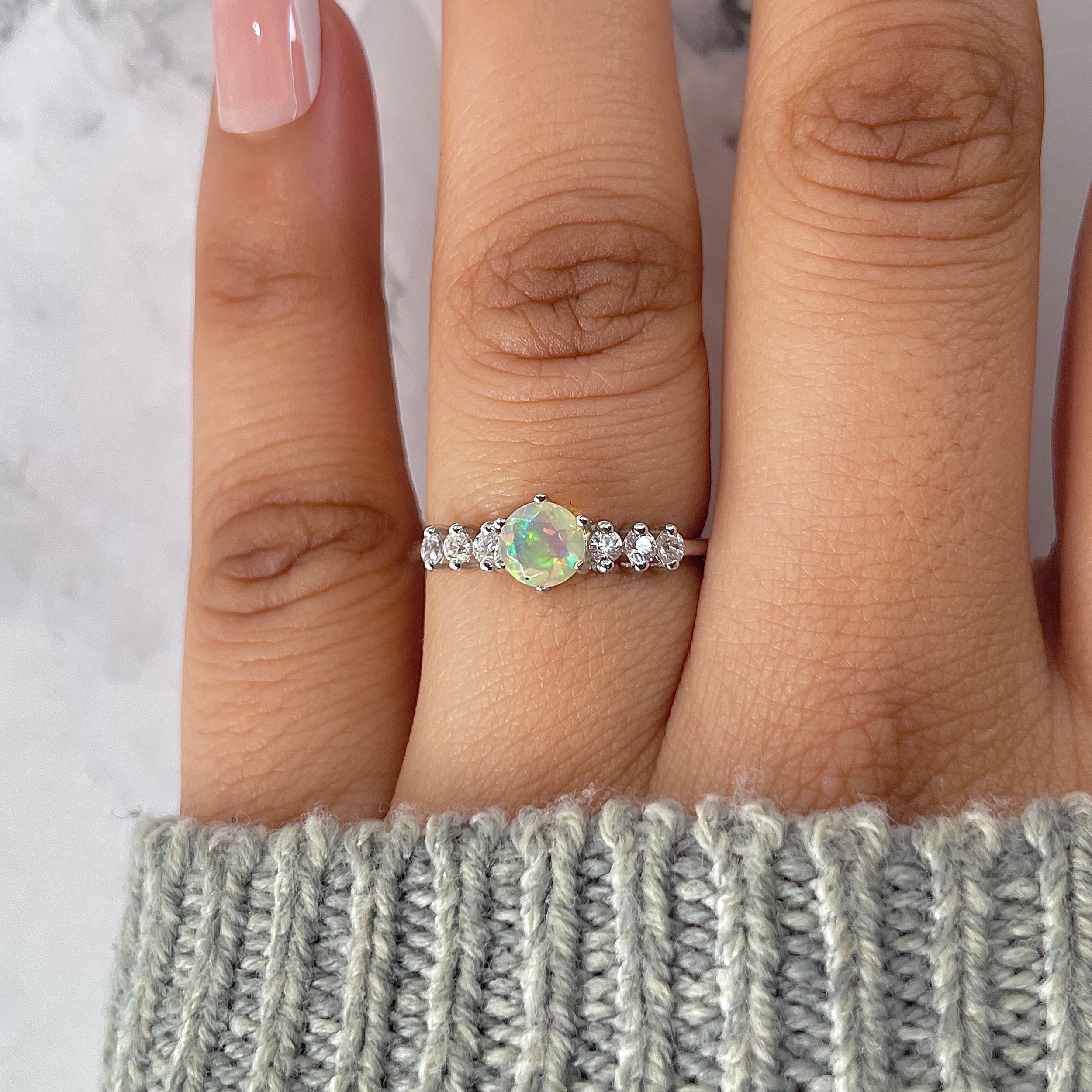Opal & White Topaz Ring-(OPL-RDR-2259.)
