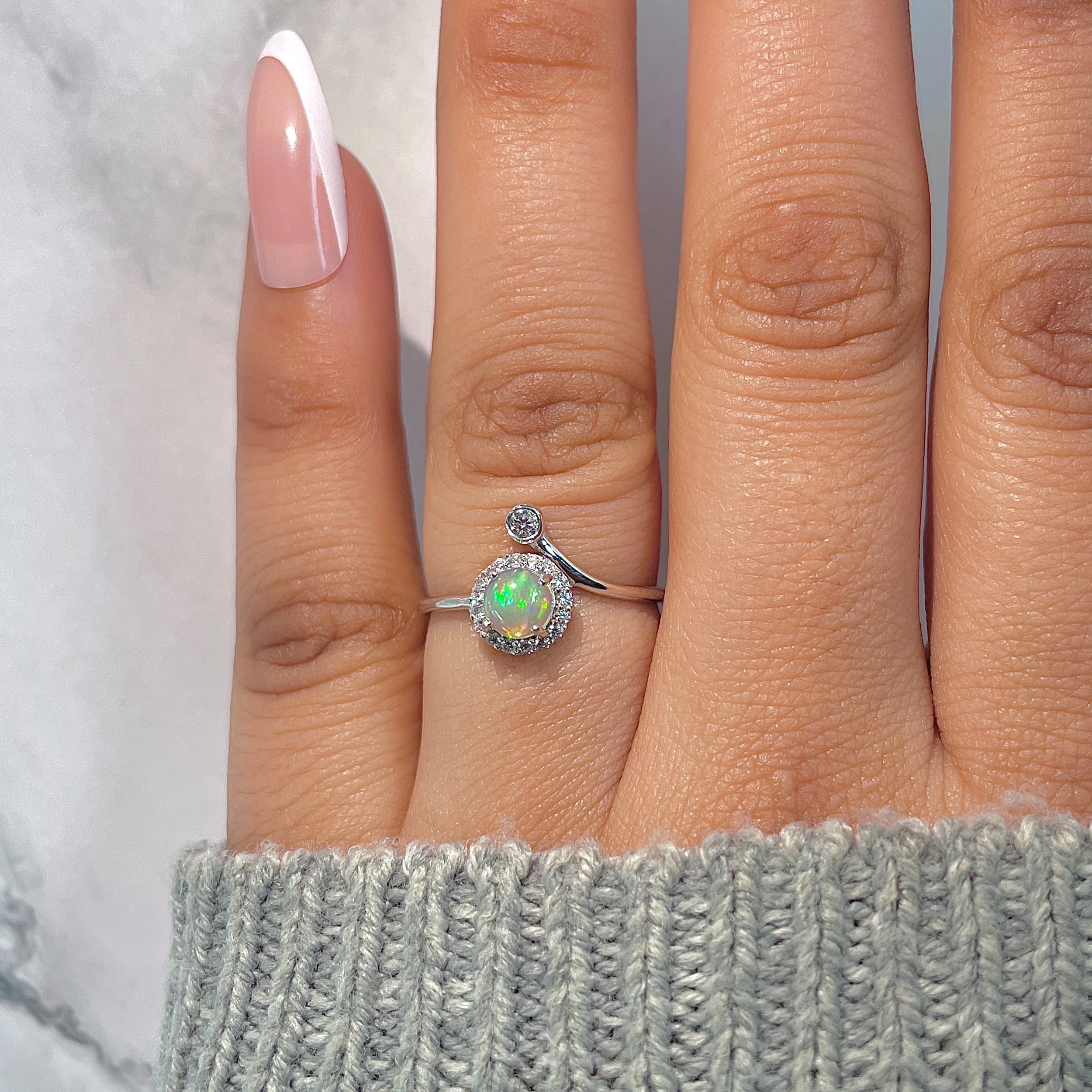 Opal & White Topaz Ring-(OPL-RDR-2261.)