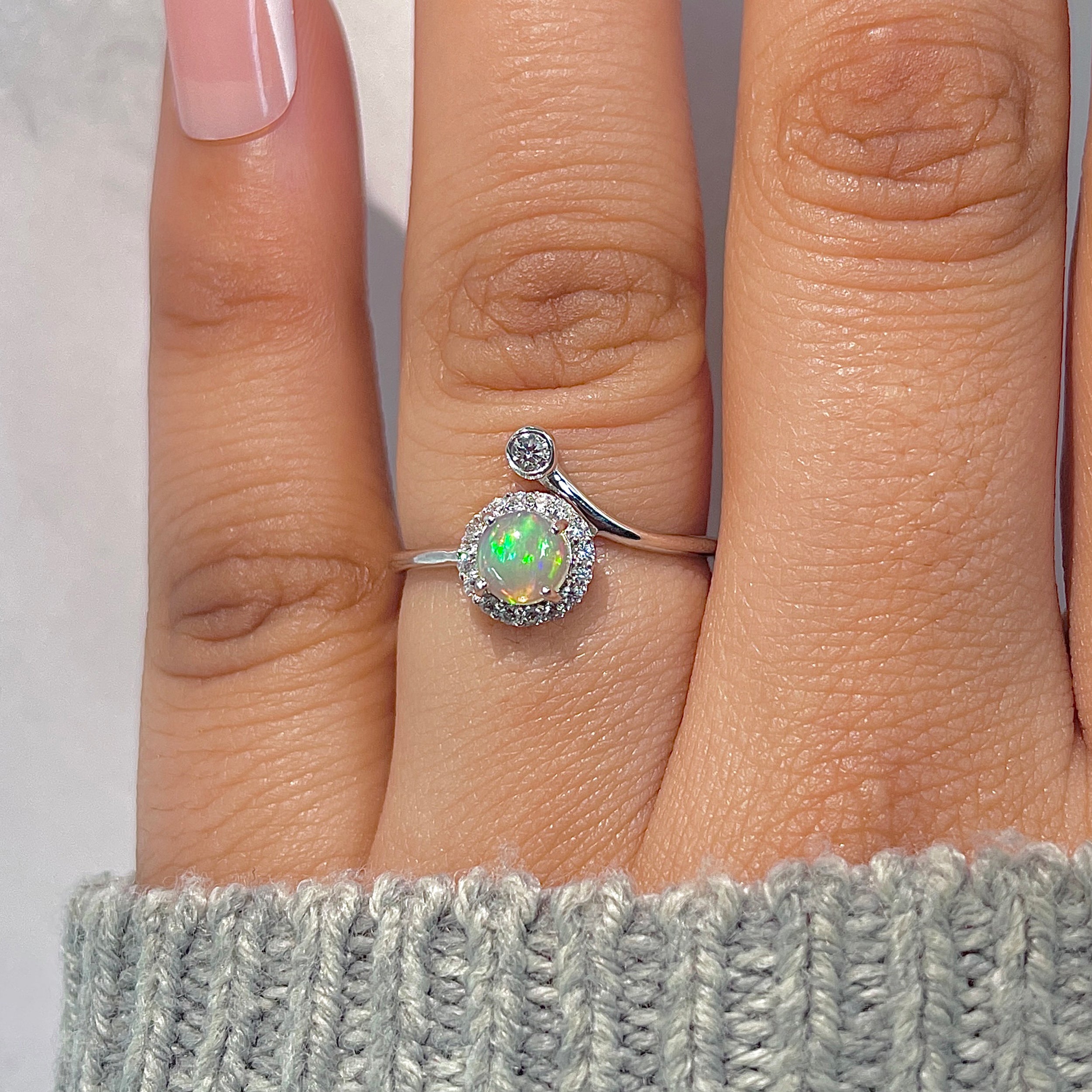 Opal & White Topaz Ring-(OPL-RDR-2261.)