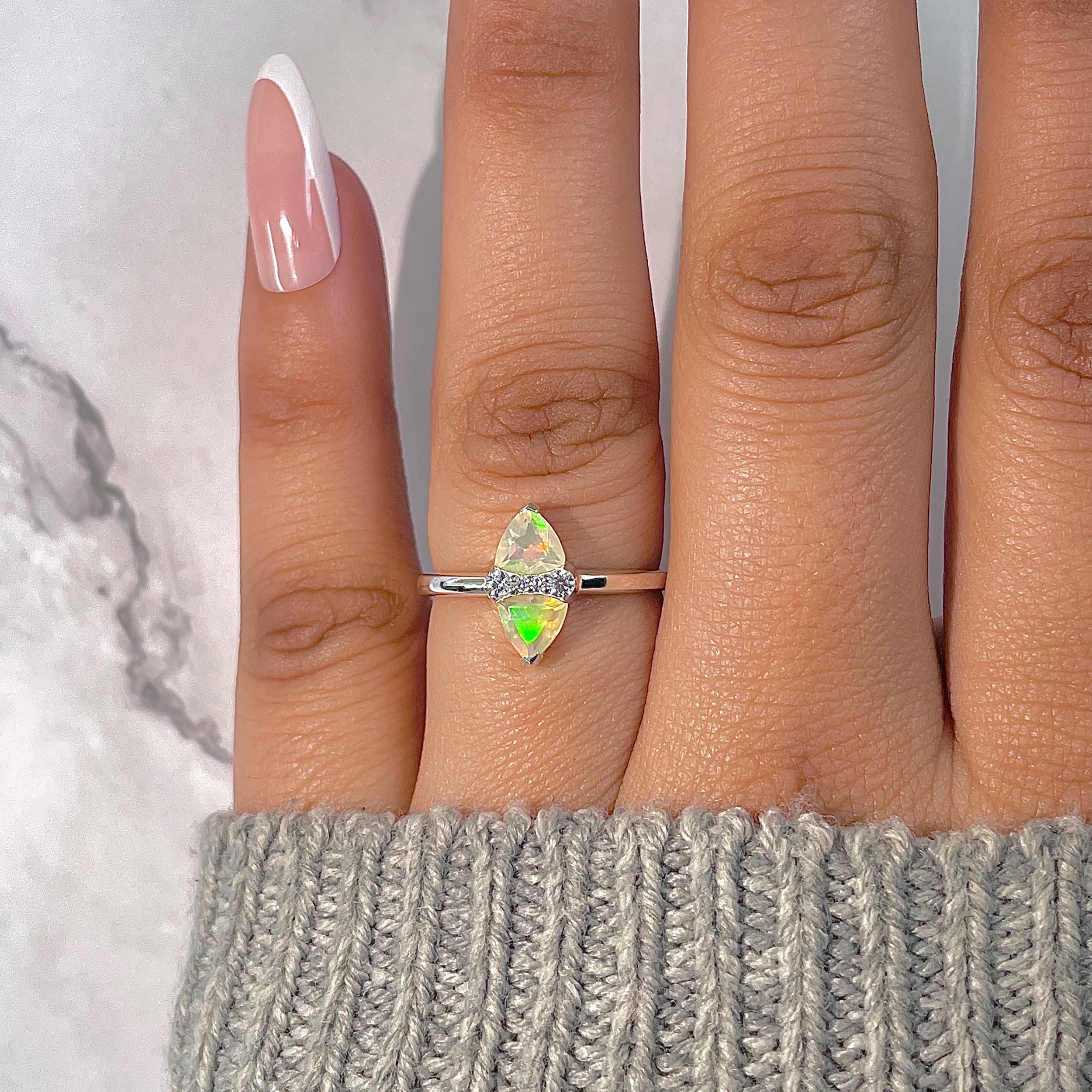 Opal & White Topaz Ring-(OPL-RDR-2266.)