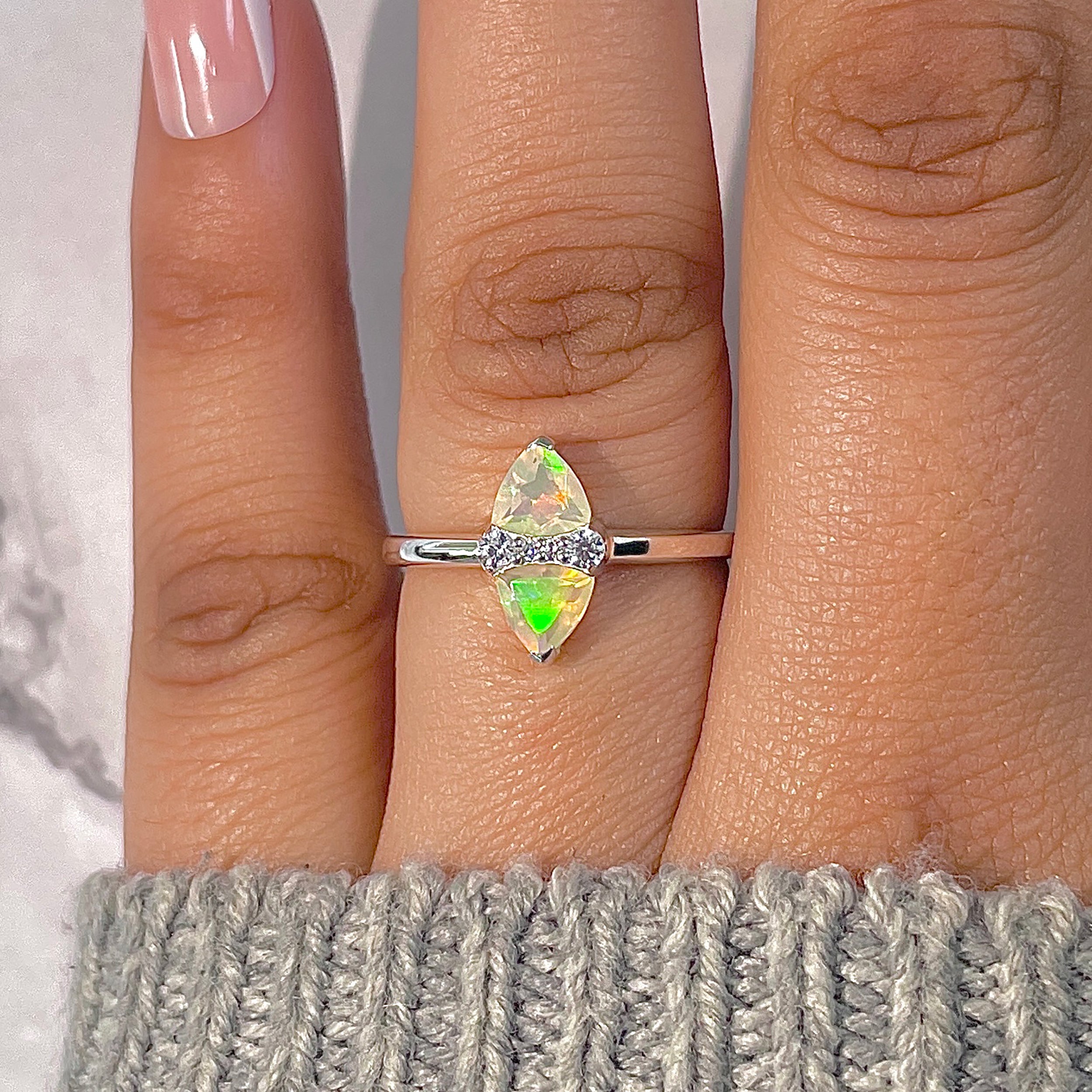 Opal & White Topaz Ring-(OPL-RDR-2266.)