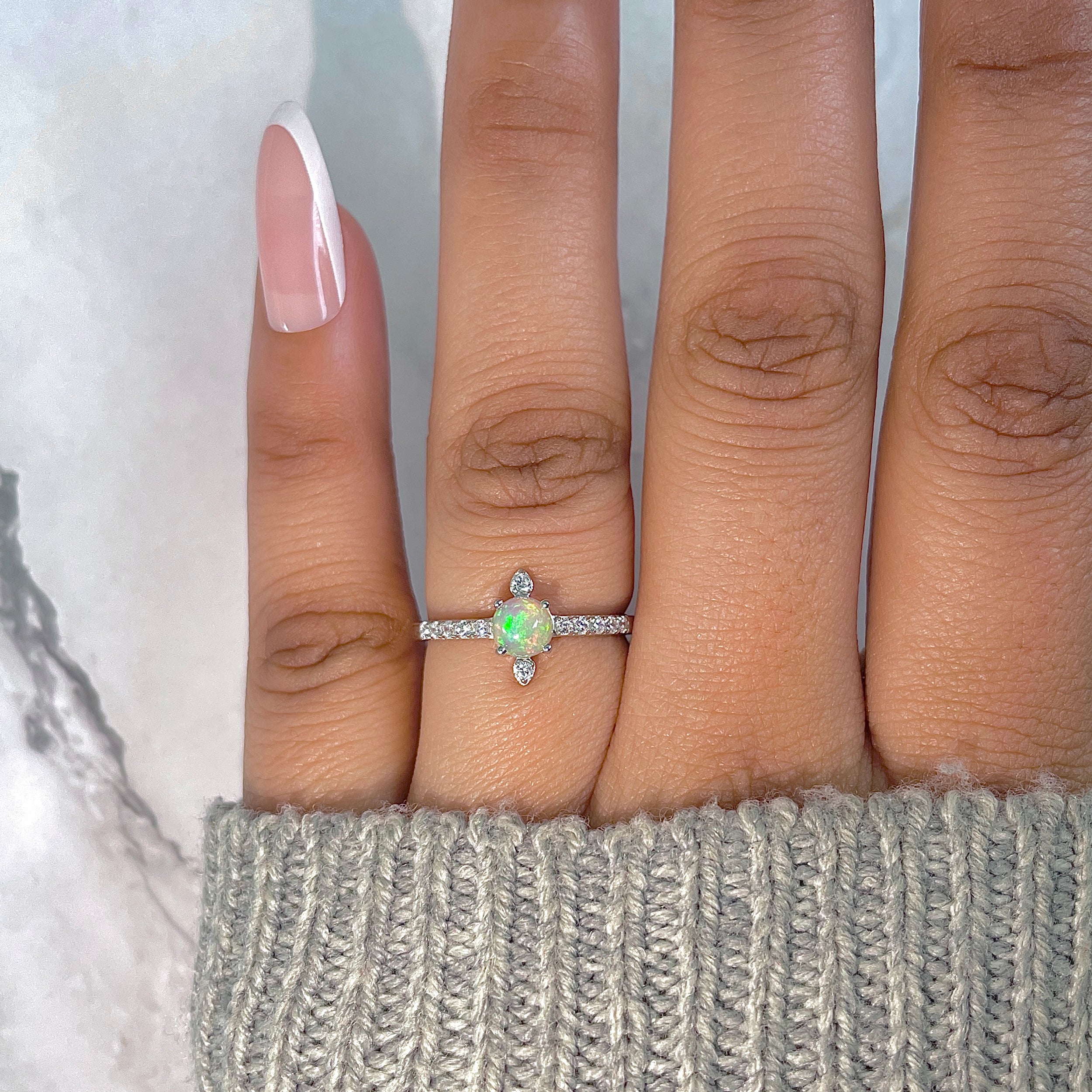 Opal & White Topaz Ring-(OPL-RDR-2282.)