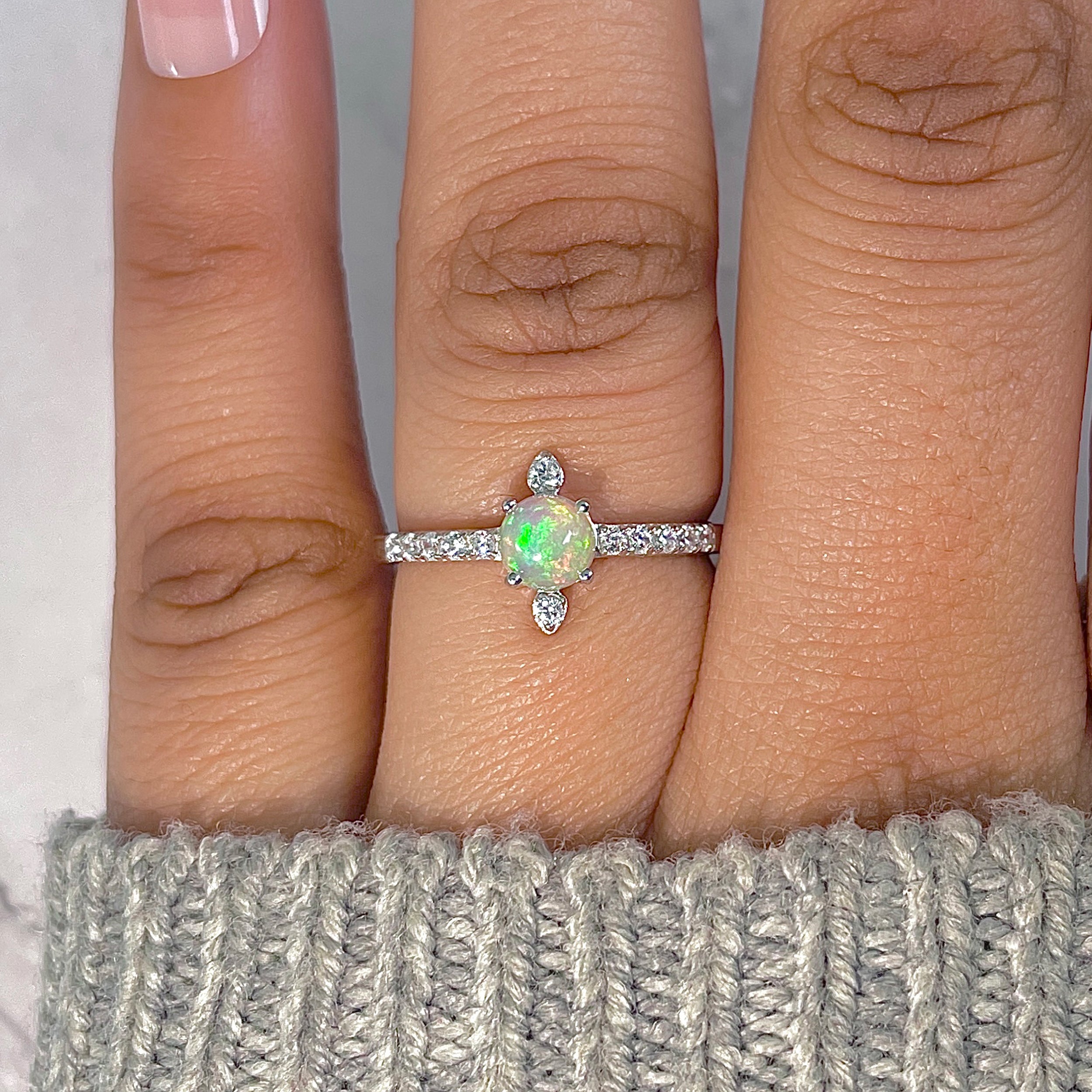 Opal & White Topaz Ring-(OPL-RDR-2282.)