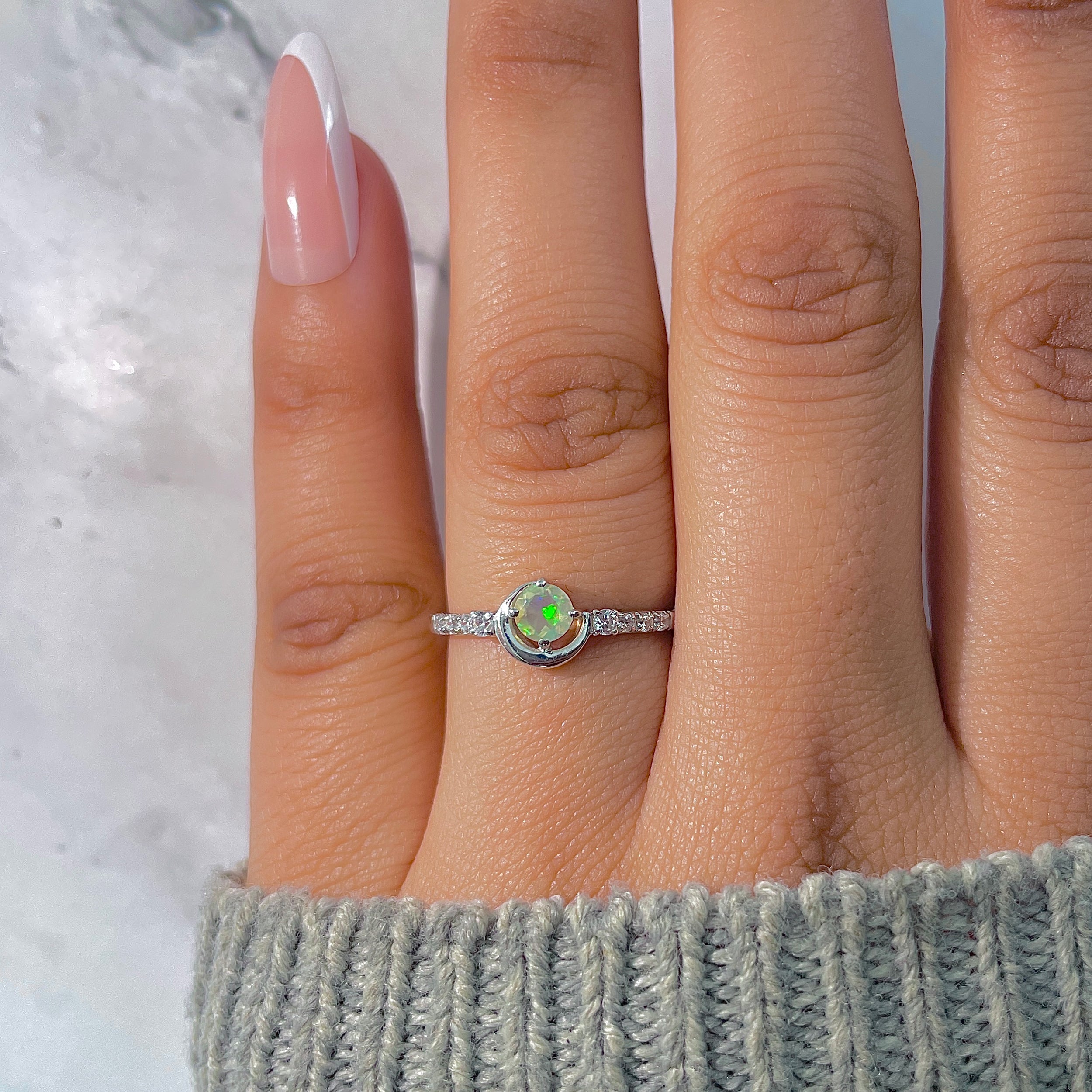 Opal & White Topaz Ring-(OPL-RDR-2292.)